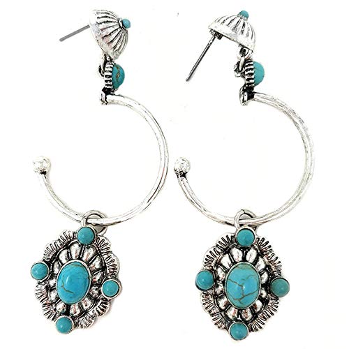 Authentic Western Turquoise Concho Post Earrings | Navajo Style Handmade Jewelry for Women | Perfect for Boho, Festival & Southwest Fashion