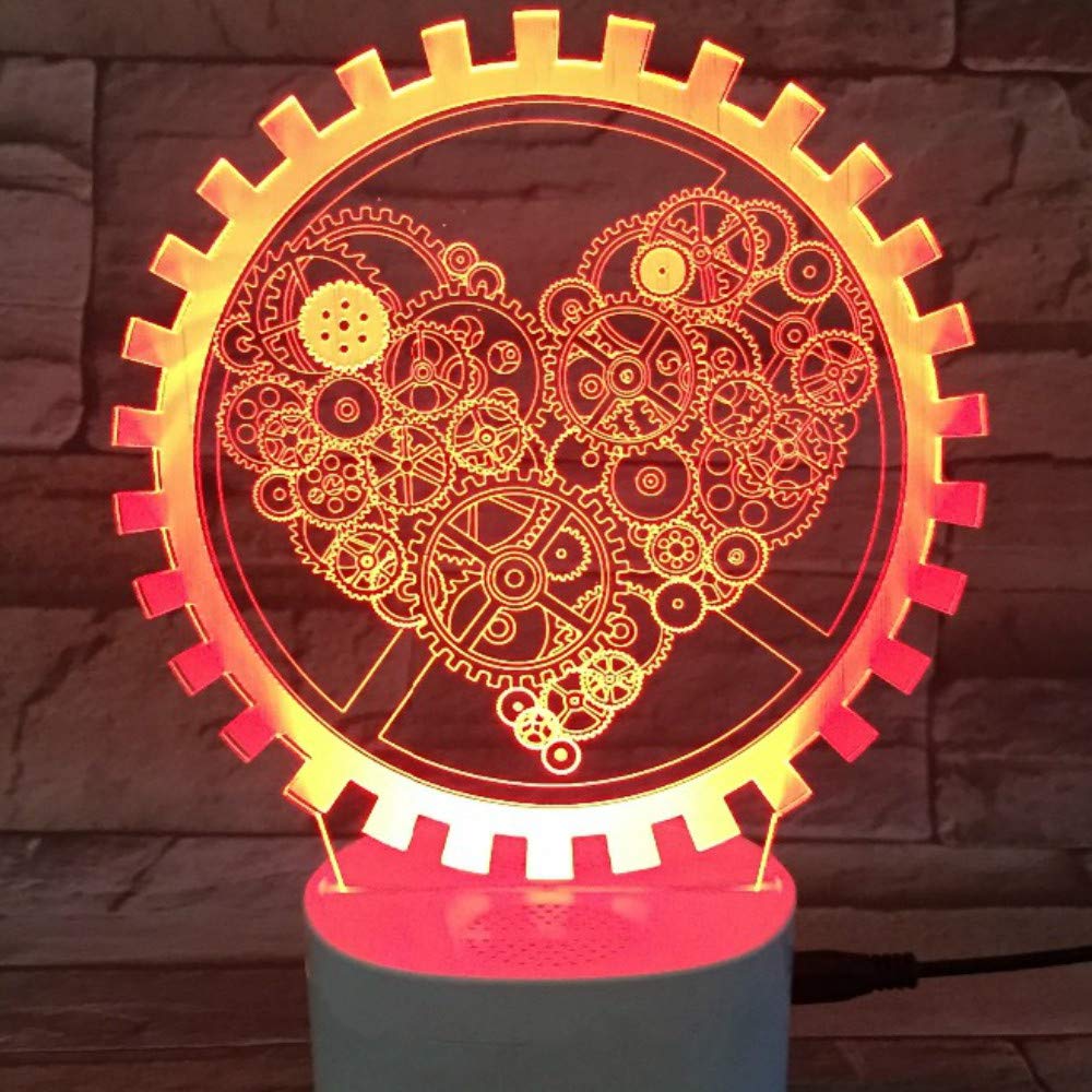 3D Heart Night Light LED Touch Lamp - 7 Color Changing Mood Light for Bedroom, Desk, Nursery | Romantic Optical Illusion Table Lamp for Christmas, Birthday, Valentine's Gift (Kids & Adults)