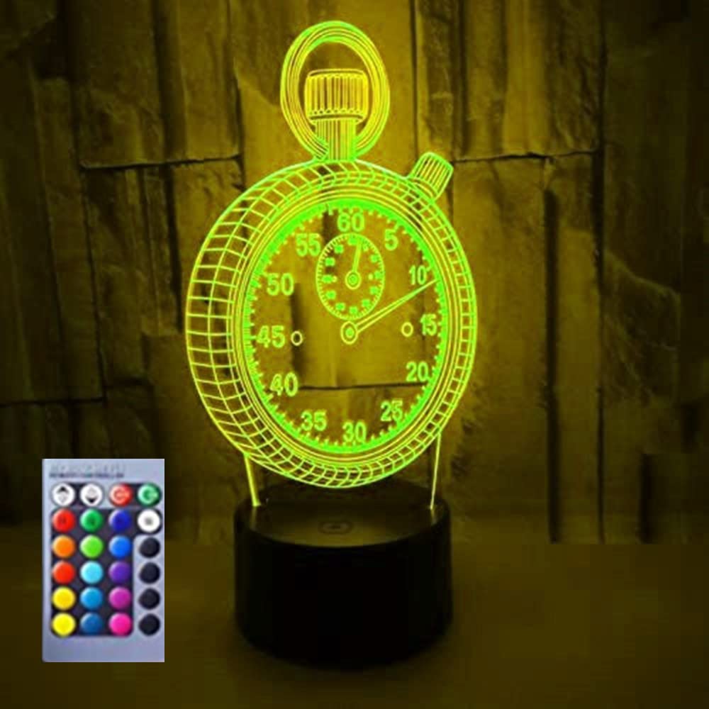 3D LED Night Light Lamp - 16 Color Changing Optical Illusion Clock Desk Decor for Home, Bedroom, Office | Perfect Gift for Christmas, Birthday, Kids, Adults | Creates Magical Ambiance for Relaxation & Decoration