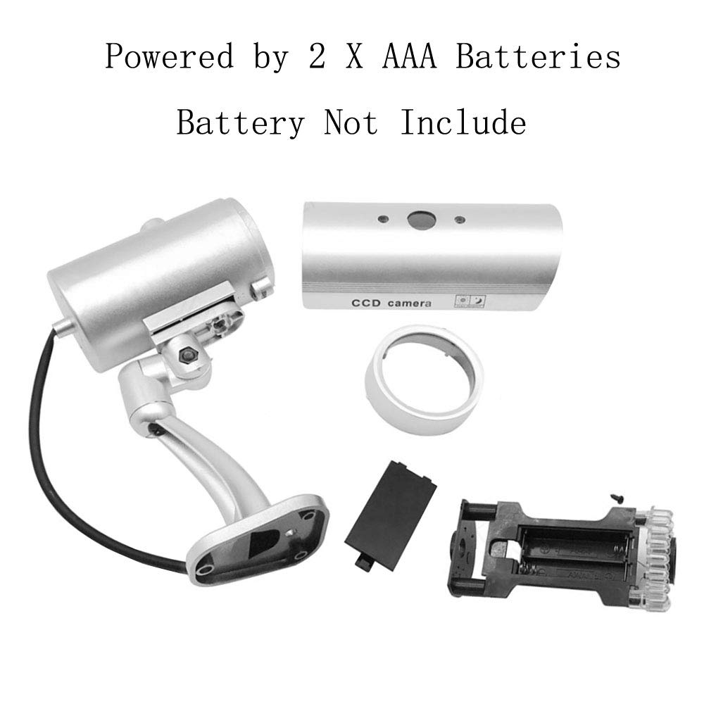 Silver Fake Dummy Security CCTV Camera with Waterproof IR LED - Outdoor/Indoor Surveillance for Home, Office & Business Protection