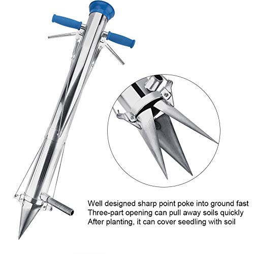 Long Handle Bulb Planter & Vegetable Seedling Transplanter Tool - Ergonomic Sponge Grip Double-Handle Design for Easy Planting - Perfect for Gardeners, Flower Beds, and Home Vegetable Gardens