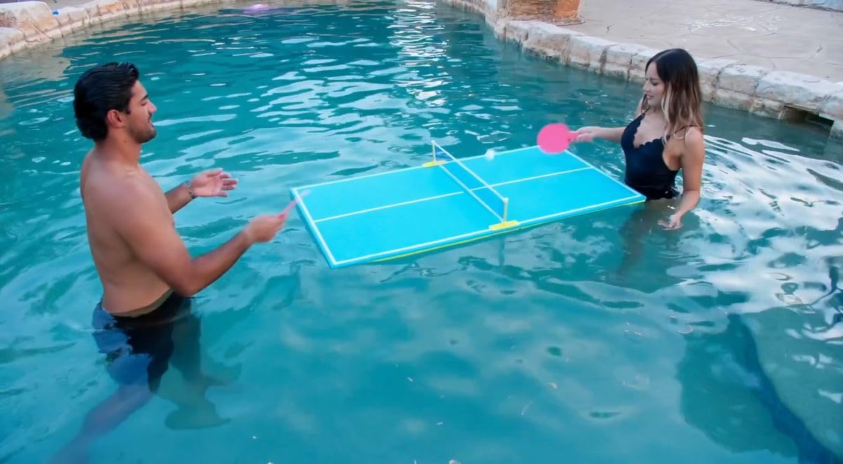 Pool Tennis Set for Two - Floating Pool Table Game with 2 Paddles & Ball - Fun Water Sports Equipment for Pool Parties, Backyard Fun & Summer Activities