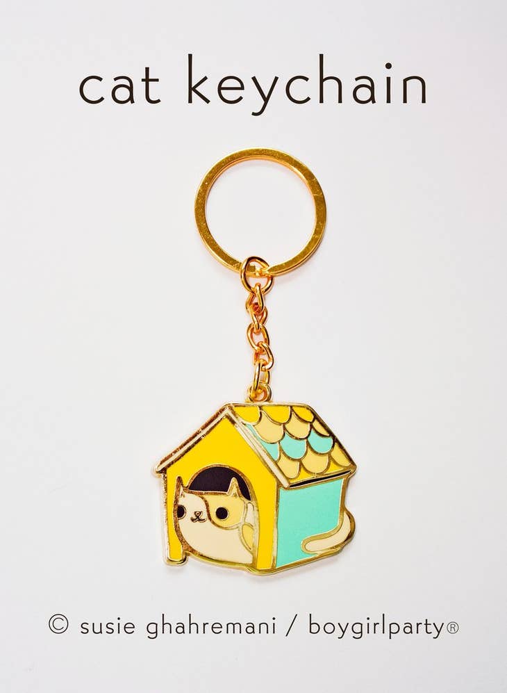 Cute Cat House Keychain - Adorable Miniature Cat Home Keyring for Cat Lovers - Perfect for Keys, Bags & Gifts - Great for Pet Owners & Animal Enthusiasts
