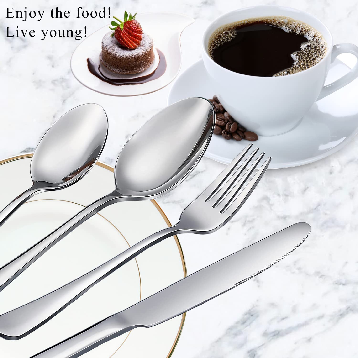 16-Piece Stainless Steel Cutlery Set - Top Food Grade Small Forks & Spoons for Dessert, Salad & Coffee (6.7