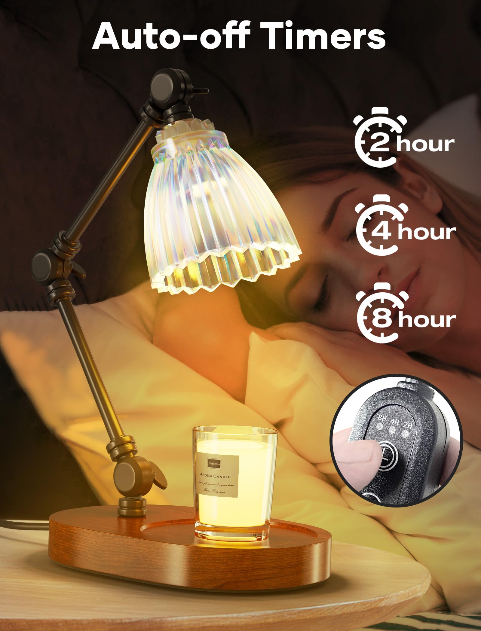 **Candle Warmer Lamp with Stepless Dimming, Timer & Adjustable Height - Electric Wax Melt Warmer for Scented Wax, Home Decor Gift for Christmas & Housewarming (Glaze) - Perfect for Bedroom, Living Room & Relaxation**