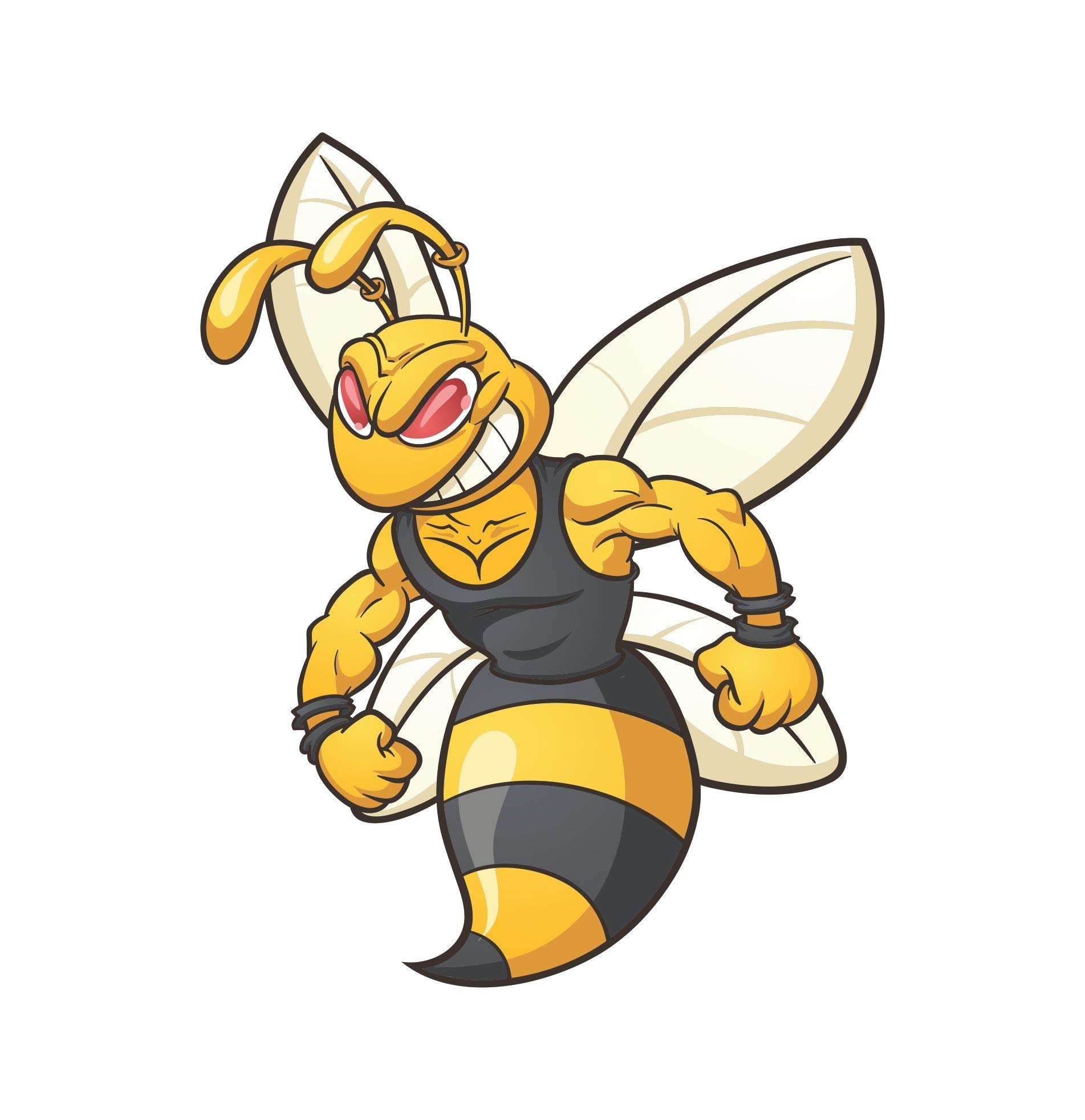 Angry Yellow Jacket Bee Vinyl Car Stickers - Waterproof 5