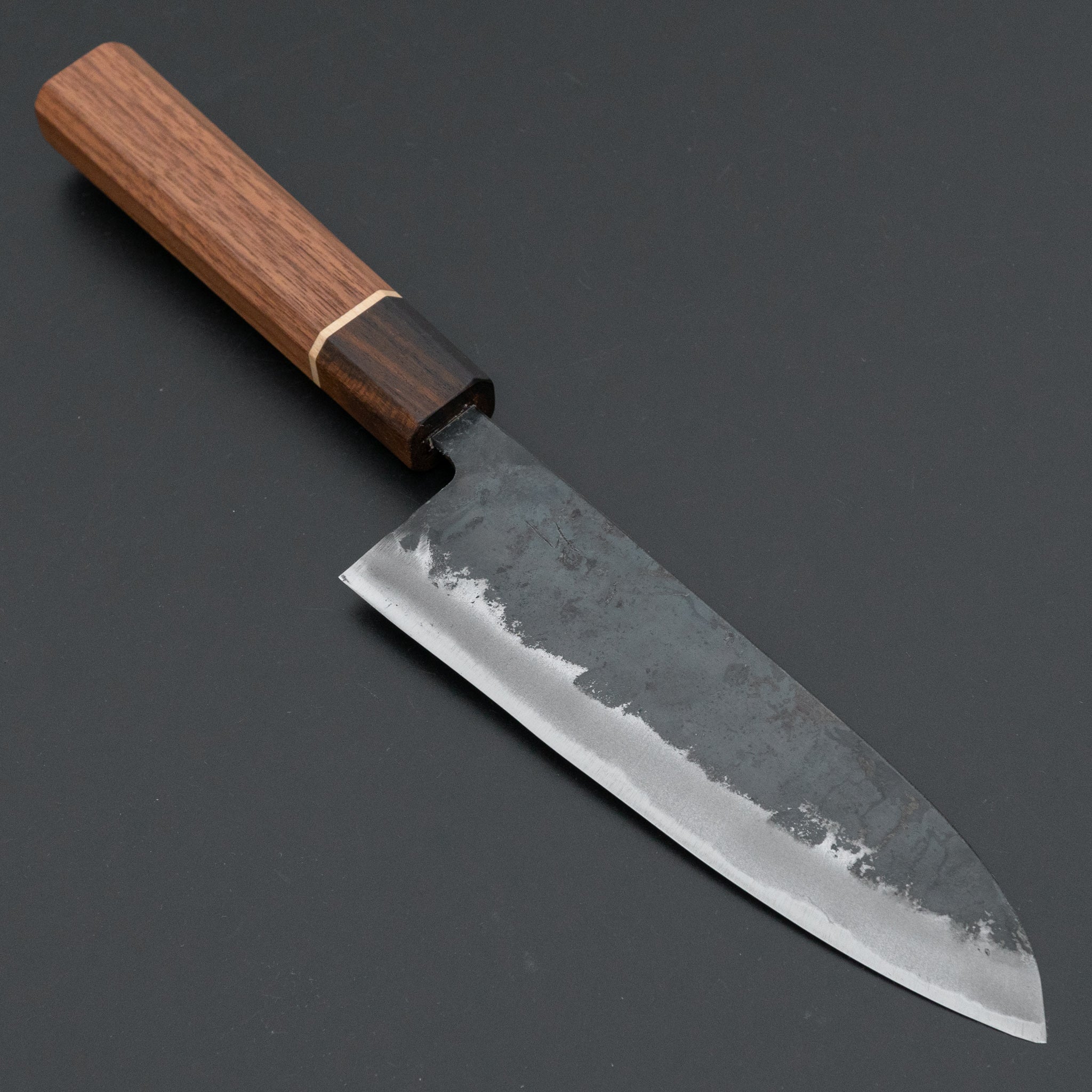 Hitohira Tosa Kurouchi White #2 Santoku Knife 165mm - Japanese Chef Knife with Walnut Handle & Ziricote Ferrule - Perfect for Slicing, Dicing, and Chopping Vegetables, Meat, and Fish