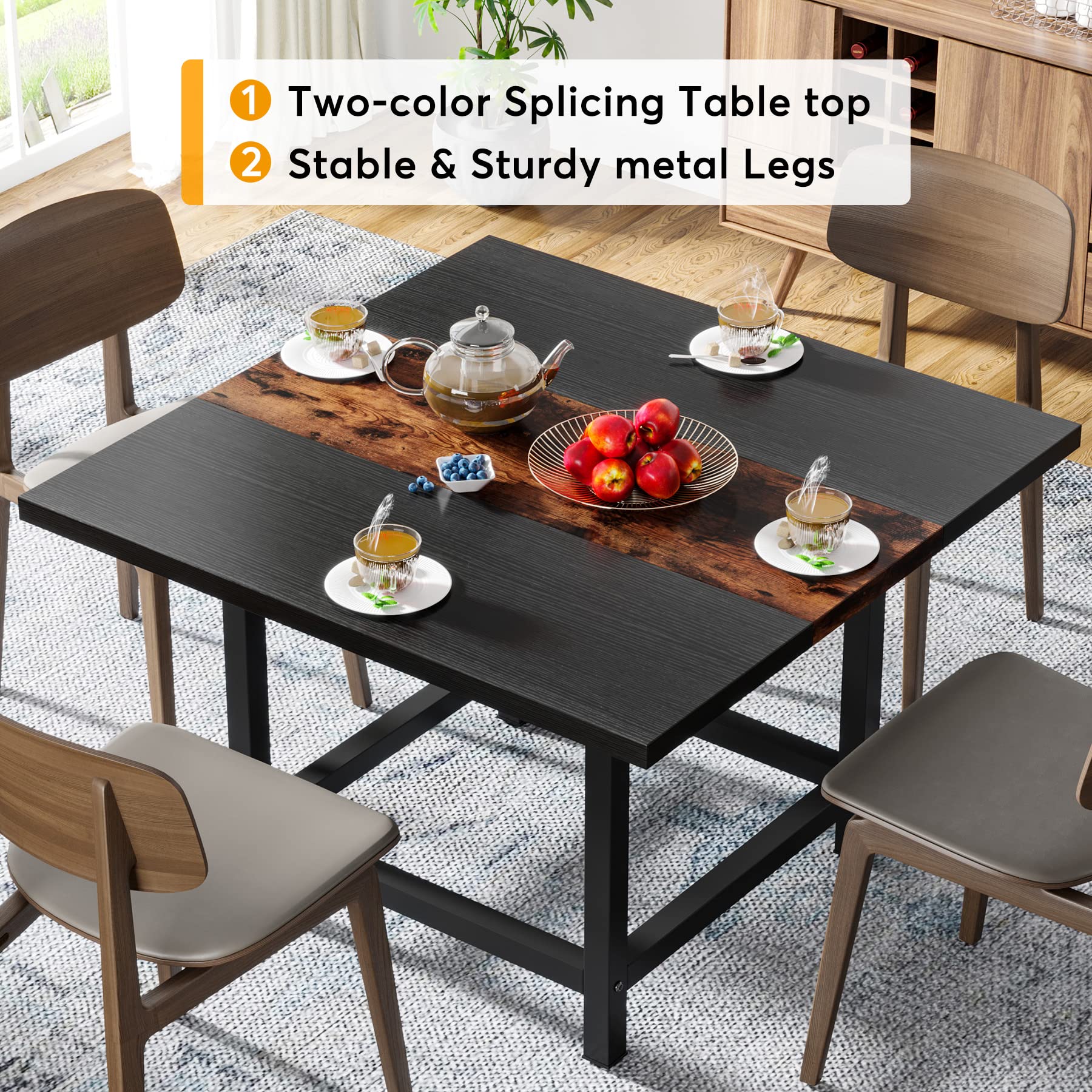 Tribesigns 6.5 Ft Modular Conference Table - Rustic Rectangular Wood Desk 78.74