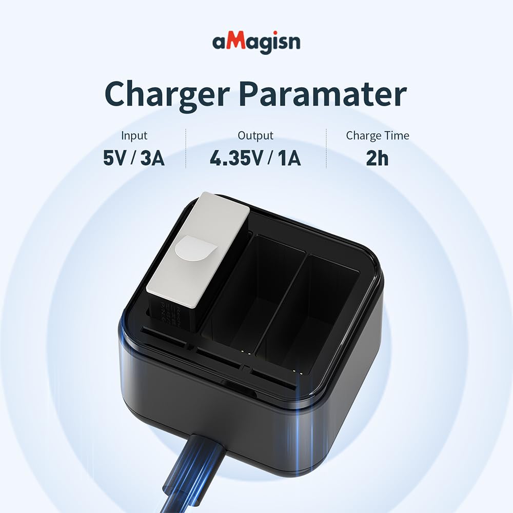 Fast USB-C Quick Charger for GoPro Hero 12/11/10/9 - 3-Battery Simultaneous Charging with Cable | Perfect for Travel, Vlogging & Outdoor Adventures