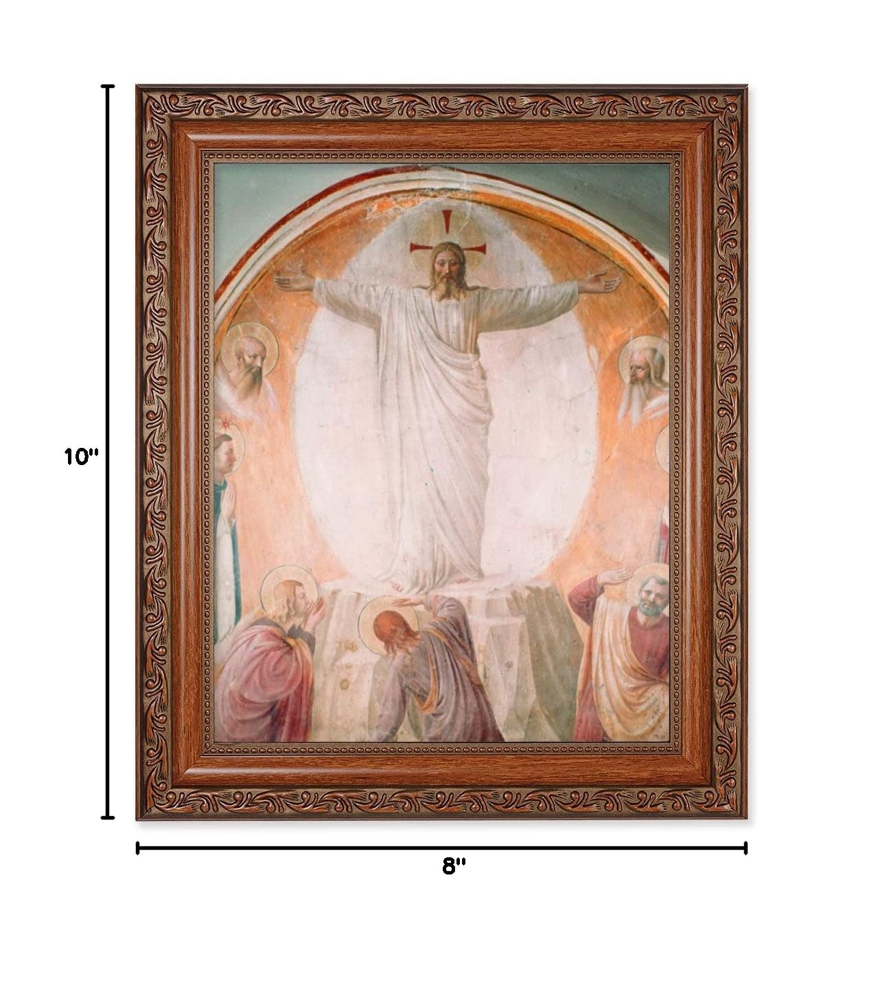 Transfiguration of Christ Framed Wall Art - Large Religious Painting in Antique Dark Mahogany Finish with Acanthus Leaf Design - Perfect for Church Decor, Home Chapel & Christian Gift