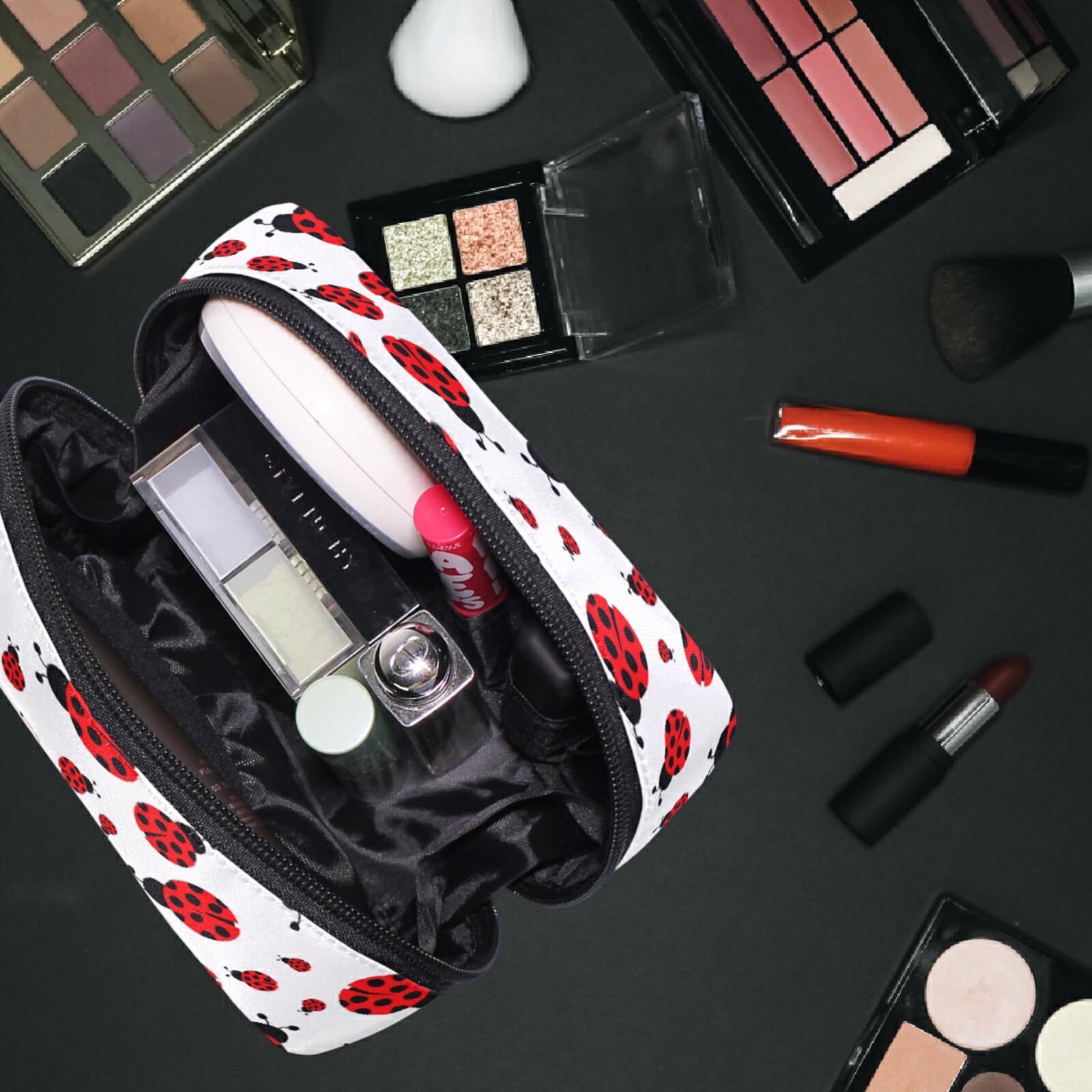 Cute Ladybug Makeup Bag for Women - Travel Cosmetic Organizer with Compartments | Perfect for Travel & Daily Use