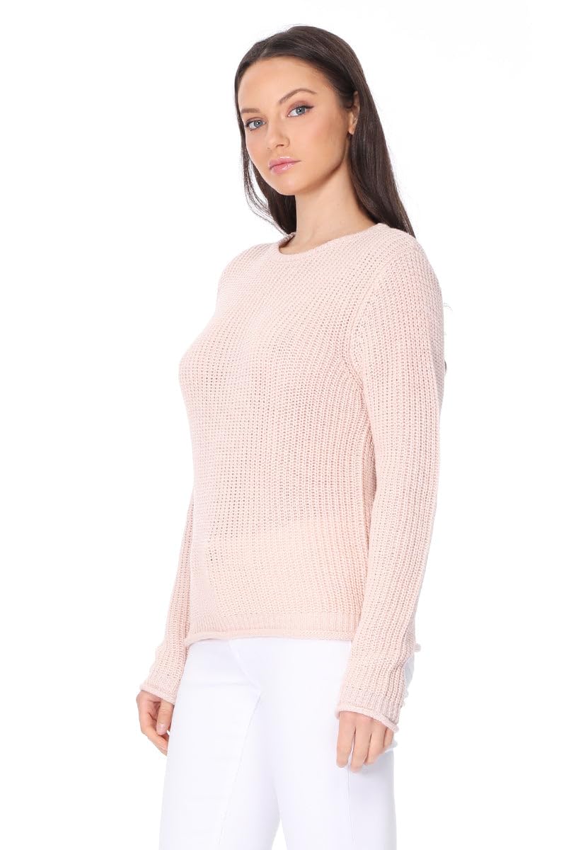 YEMAK Women's Lightweight Waffle Knit Pullover Sweater - Long Sleeve Crewneck Casual Top for Fall & Winter | Cozy Office Wear, Weekend Outfits & Layering Essential