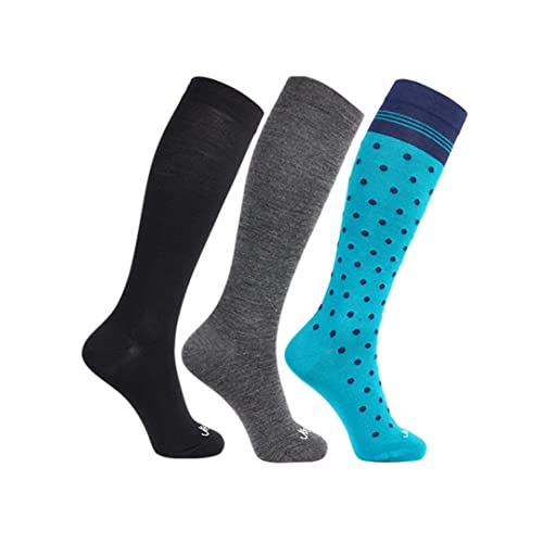 3 Pairs: 1 Black+ 1 Med Grey+ 1 Teal/Navy Dots