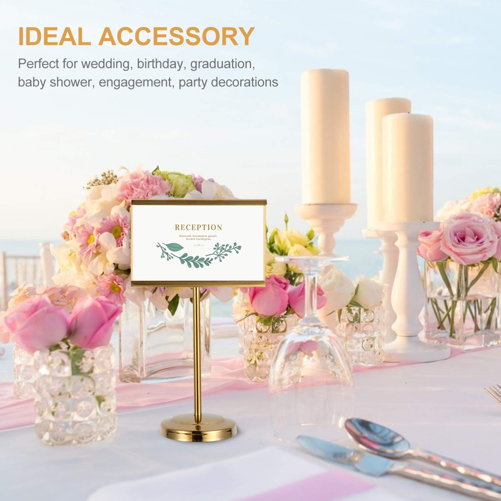 Premium Stainless Steel Business Card Holder & Table Number Stand - Durable Menu Holder for Restaurants, Buffets, Weddings & Events - Perfect for Displaying Menus, Photos, Table Numbers & Cards