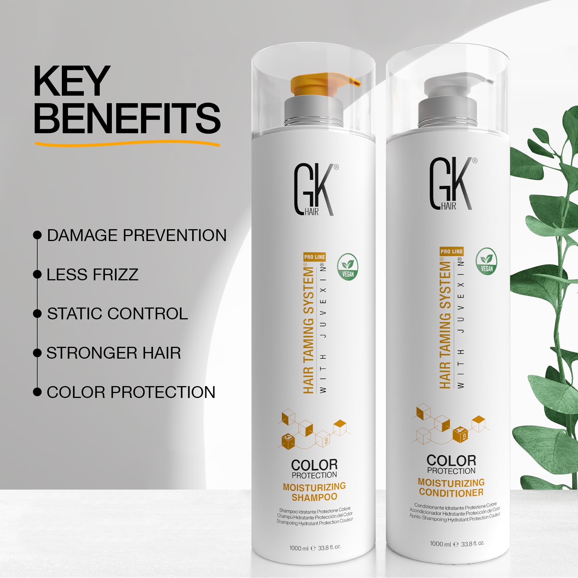 GK HAIR Hydrating Shampoo & Conditioner Set for Color-Treated Hair - Sulfate & Paraben Free, Keratin Infused for Dry to Normal Hair (2 x 33.8 oz) | Men & Women | Daily Hair Care & Salon-Quality Treatment