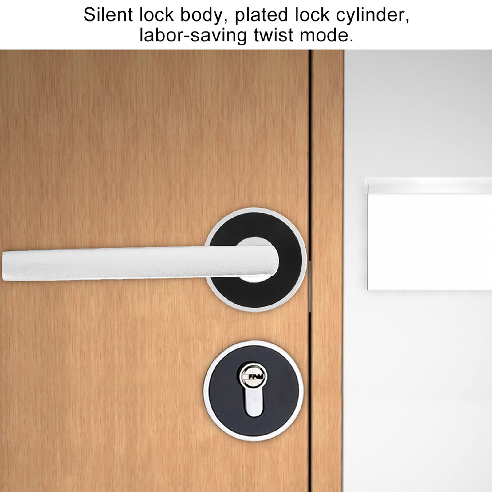 European Style Wooden Door Handle Lock - Space Aluminum Anti-Theft & Silent Door Lock for Bedroom & Bathroom - Perfect for Home Security & Privacy