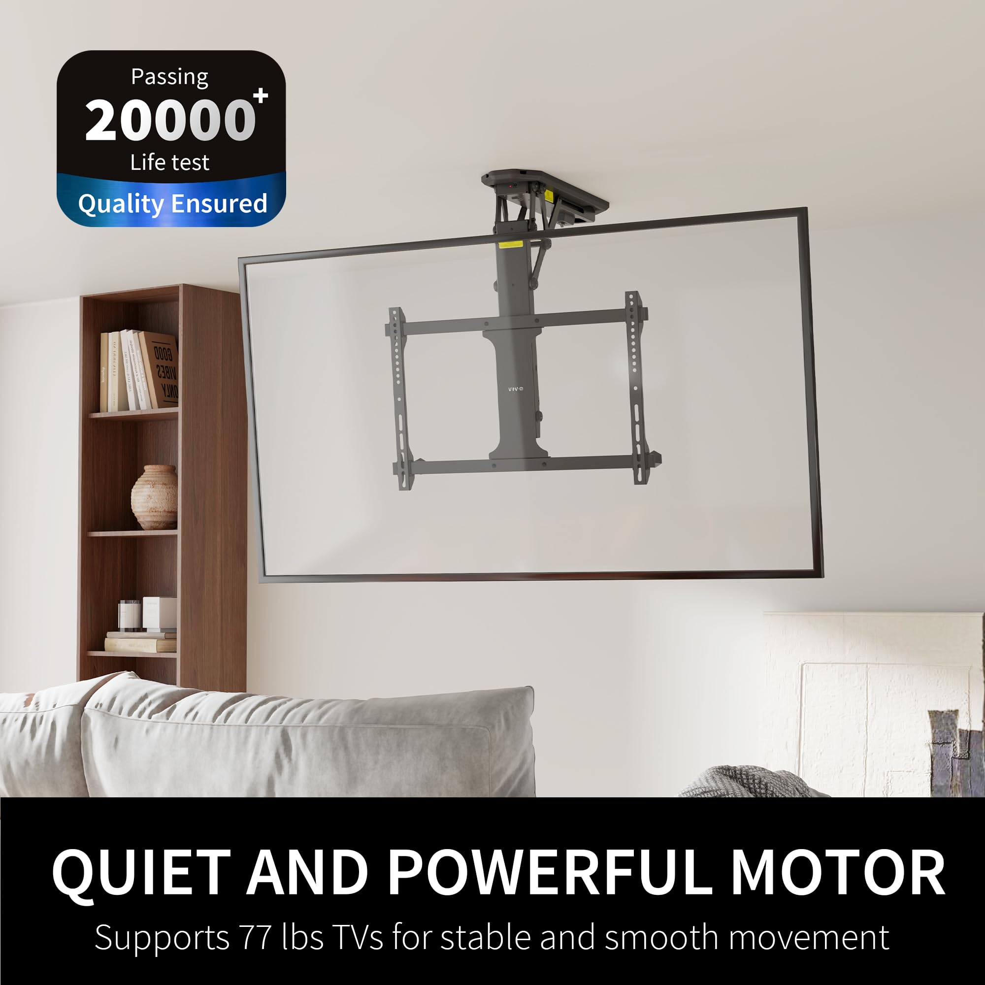 VIVO Motorized Flip Down Ceiling TV Mount for 32-70 Inch Screens, Adjustable Pitched Roof VESA Bracket for Home Theater, Living Room, Basement & Commercial Use - Black (MOUNT-E-FD70) Master Pack