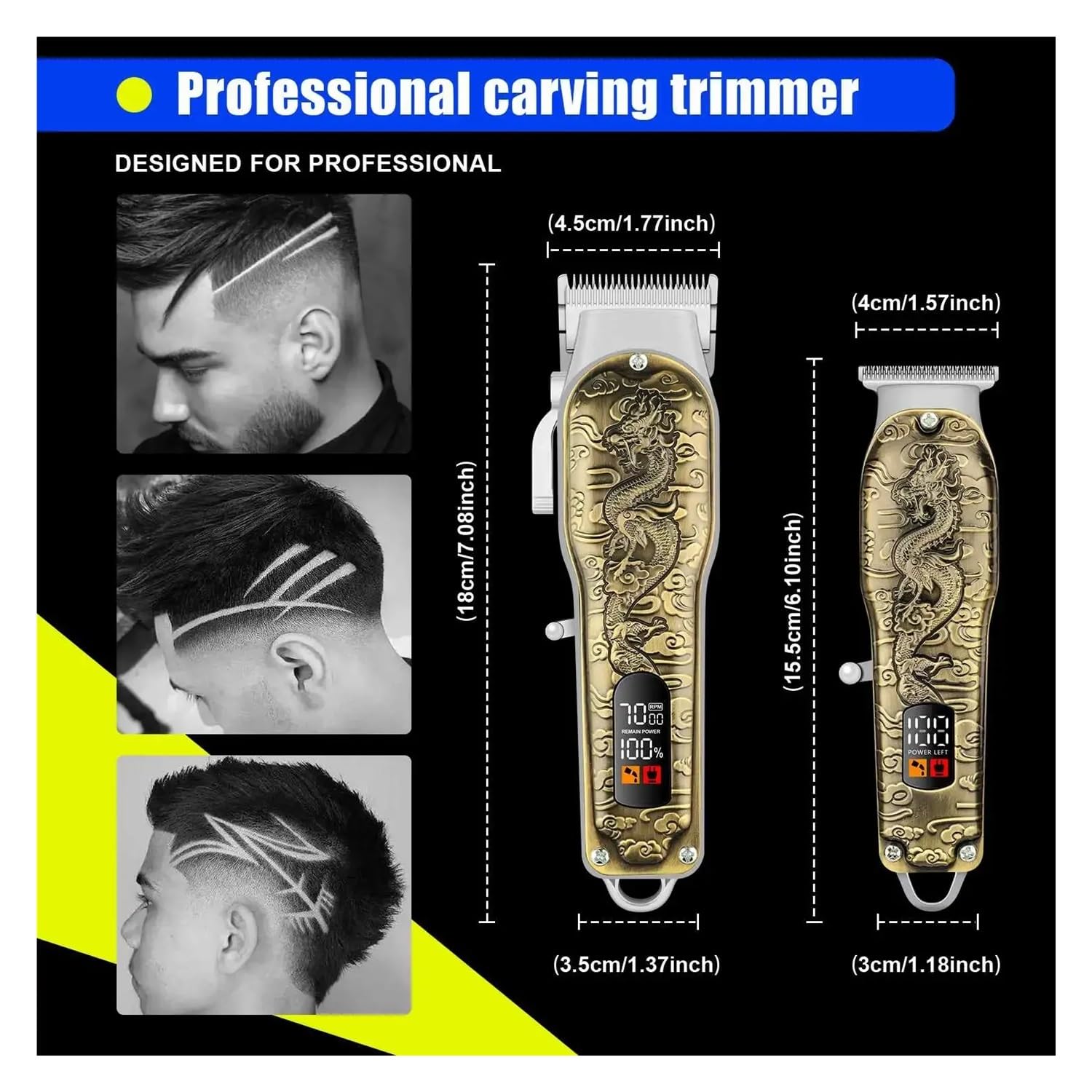Professional HYN-I012 Electric Hair Clipper Set for Men - Adjustable Beard & Hair Trimmer with Buddha Black Box - Perfect for Home Barbering, Beard Grooming & DIY Haircuts