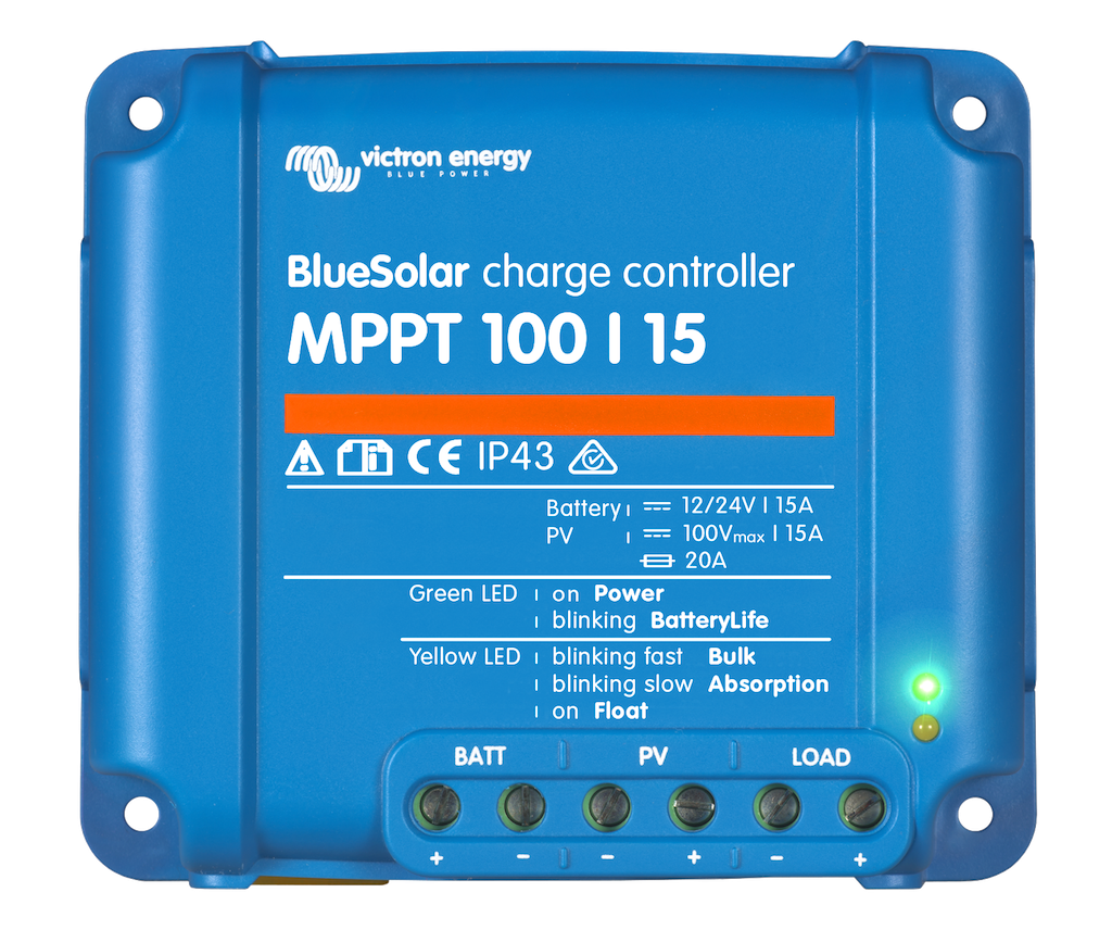 BlueSolar MPPT 100/15 Solar Charge Controller - 12V/24V 15A for RV, Boat, Off-Grid Power Systems - Efficient Solar Panel Battery Charging