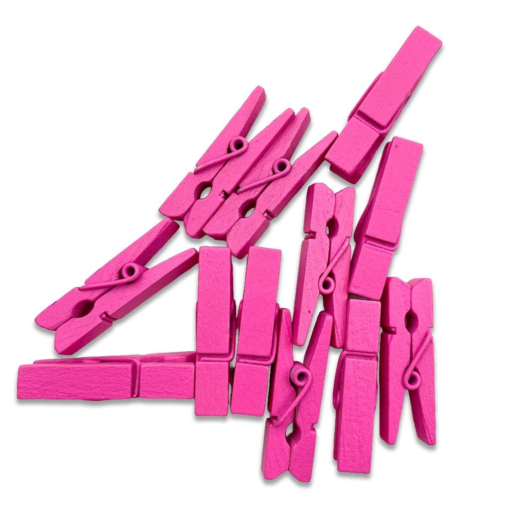 100pcs 35mm Natural Wooden Clips - Photo Clips, Clothespins for DIY, Wedding Decor, Party Favors & Craft Projects (Rose Color) - Perfect for Hanging Photos, Drying Clothes & Home Organization