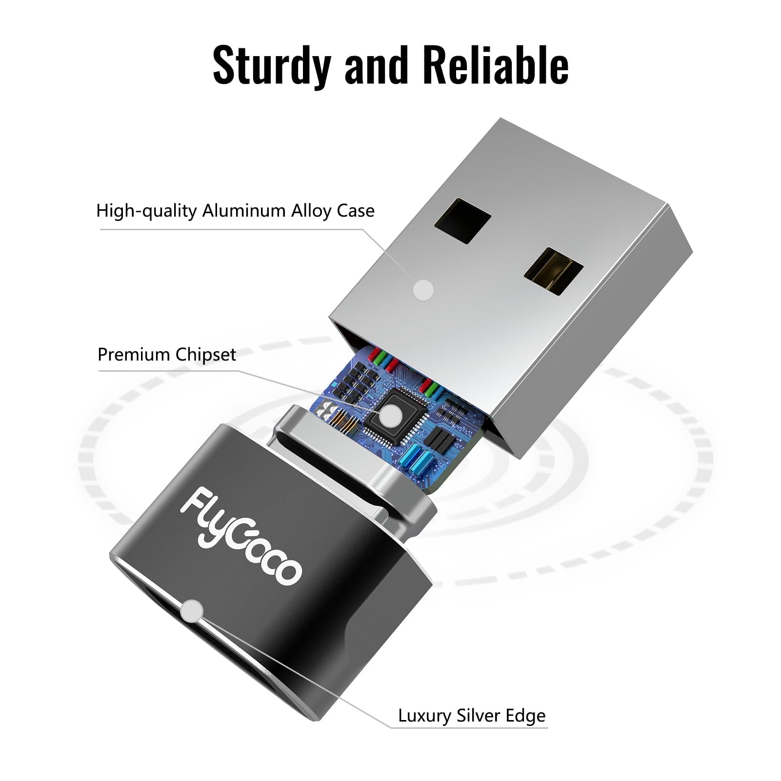 FlyCoco 6 Pack USB to USB C Adapter - USB C Female to A Male Converter for iPhone 16/15/14/13 Pro Max, Apple Watch Ultra 9/10, AirPods 3, iPad Air, Samsung Galaxy S24 - Fast Charging & Data Sync for Home, Car & Travel