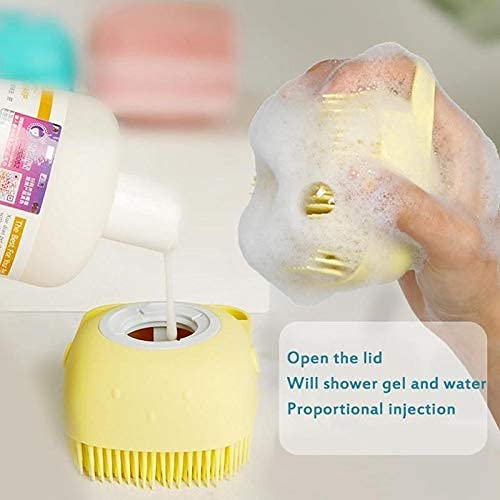 NOBILEA Multi-Color Silicone Bath & Body Brush - Exfoliating Shower Scrubber for Dead Skin & Dirt Removal - Built-in Shower Gel Dispenser - Soft Massager with Non-Toxic Bristles (Random Colors) - Perfect for Spa, Exfoliation & Deep Cleansing at Home