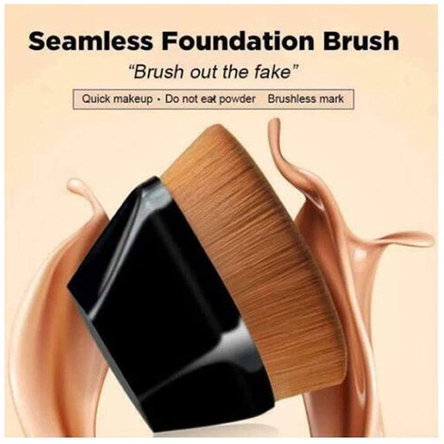**Petal-Shaped Kabuki Foundation Brush - Soft Vegan Makeup Brush for Liquid & Cream Foundation - Pink & Black - Perfect for Flawless Blending & Airbrush Finish**    *(Ideal for Daily Makeup, Professional Contouring, and Travel-Friendly Touch-Ups)*