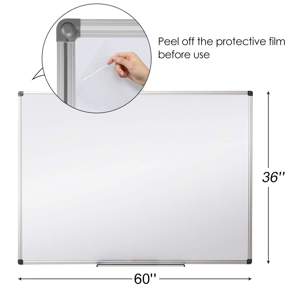 XIWODE 36 x 60 Inches Large Magnetic Dry Erase Whiteboard with Silver Aluminum Frame - Durable Wall Mounted Whiteboard for Home, School & Office - Perfect for Presentations, Classroom Teaching & Home Organization