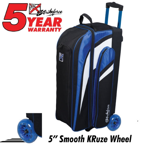 KR Strikeforce Cruiser Royal Triple Roller Bag - Premium Bowling Ball Travel Case with Wheels for Easy Transport - Perfect for Tournaments, League Play & Practice Sessions