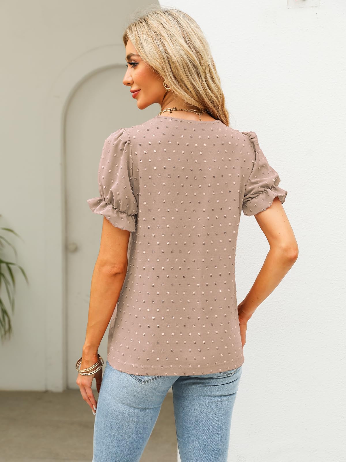 MixShe Women's Summer Tops 2025 | Trendy Short Sleeve V-Neck T-Shirts | Casual Blouses & Tunics for Spring & Summer | Perfect for Beach, Vacation & Everyday Wear