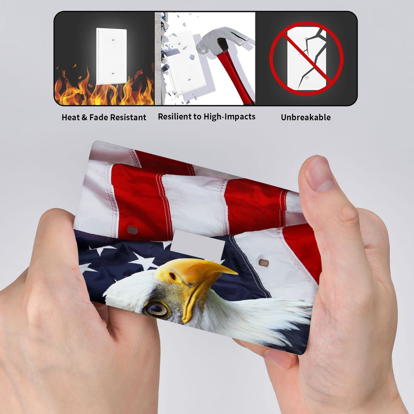 American Flag Light Switch Plate Cover - Single Toggle Outlet Cover with Patriotic Independence Day Design - Perfect for Bedroom, Living Room & Store Decor
