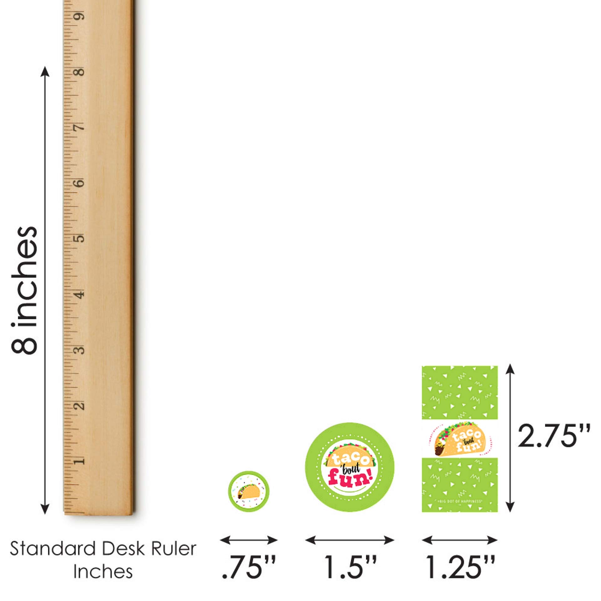 Big Dot of Happiness Taco ‘Bout Fun - 304pcs Mexican Fiesta Candy Favor Sticker Kit with Mini Candy Bar Wrappers & Round Stickers for Party Decorations, Cinco de Mayo Celebrations, and DIY Craft Projects