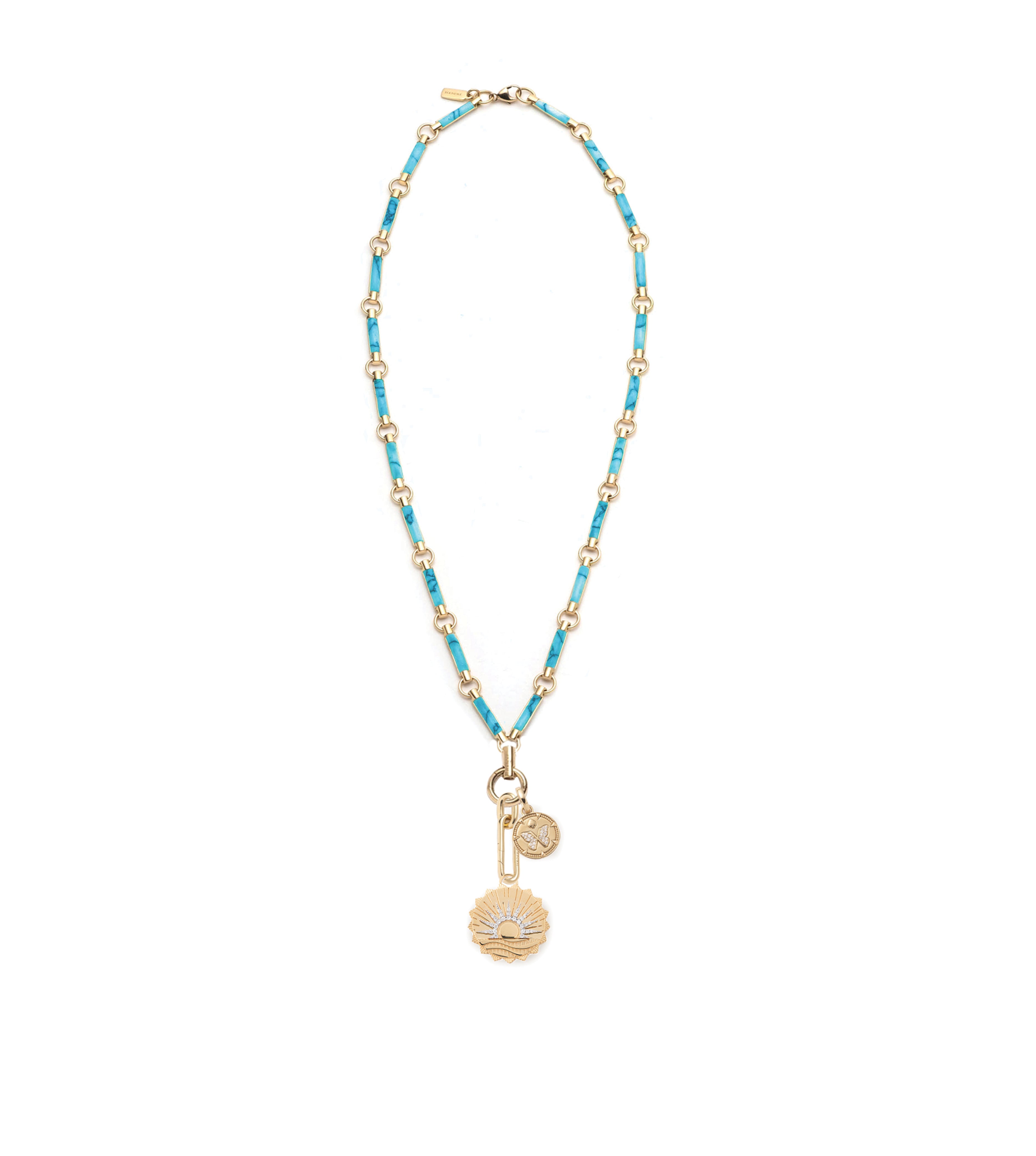 Drop Element Chain Necklace with Turquoise Gemstone - Elegant Boho Jewelry for Women, Perfect for Casual Wear, Date Nights & Special Occasions