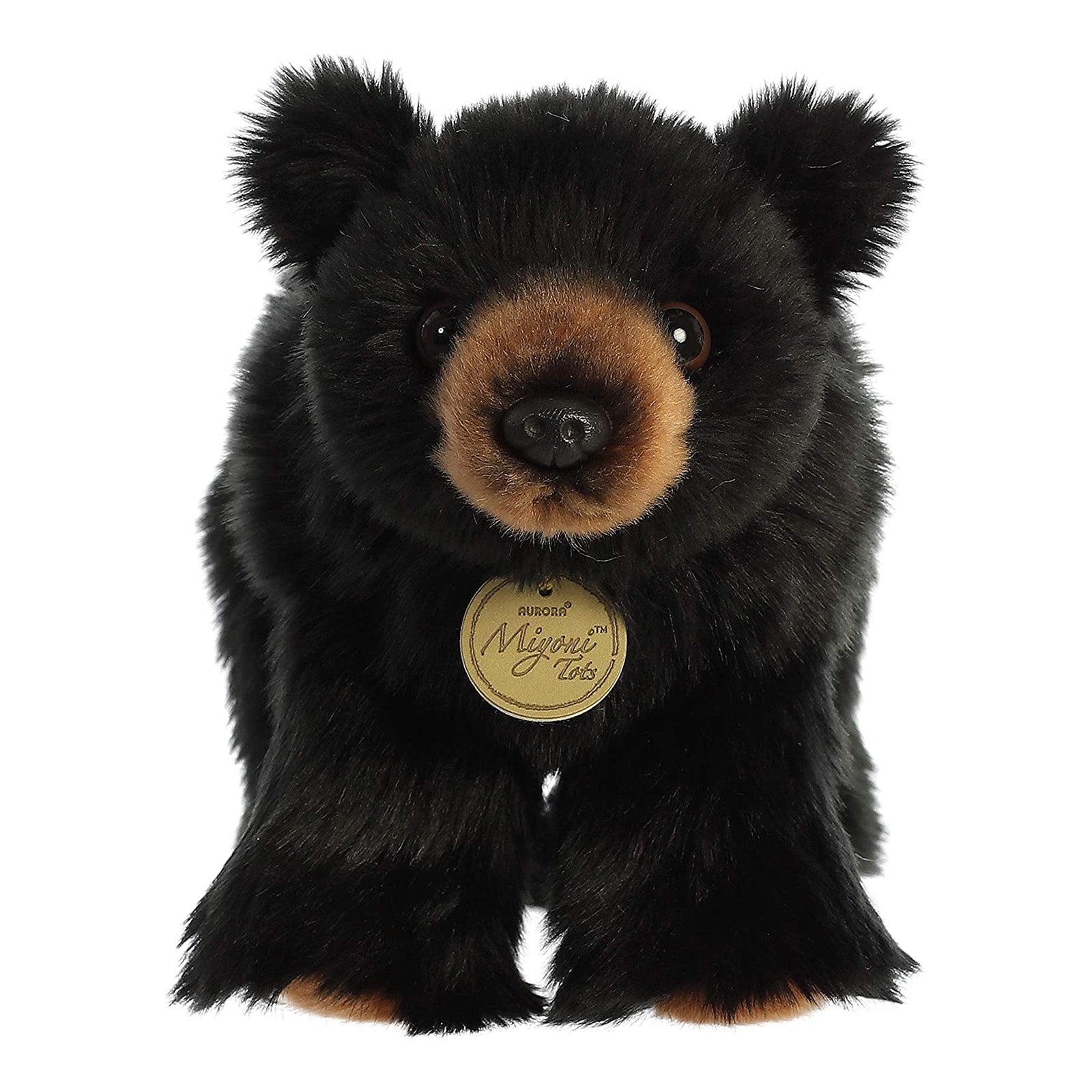 Aurora Miyoni 10 Inch Black Bear Cub Plush Toy - Soft Stuffed Animal for Kids, Collectors & Gifts | Perfect for Cuddling, Nursery Decor & Birthday Presents
