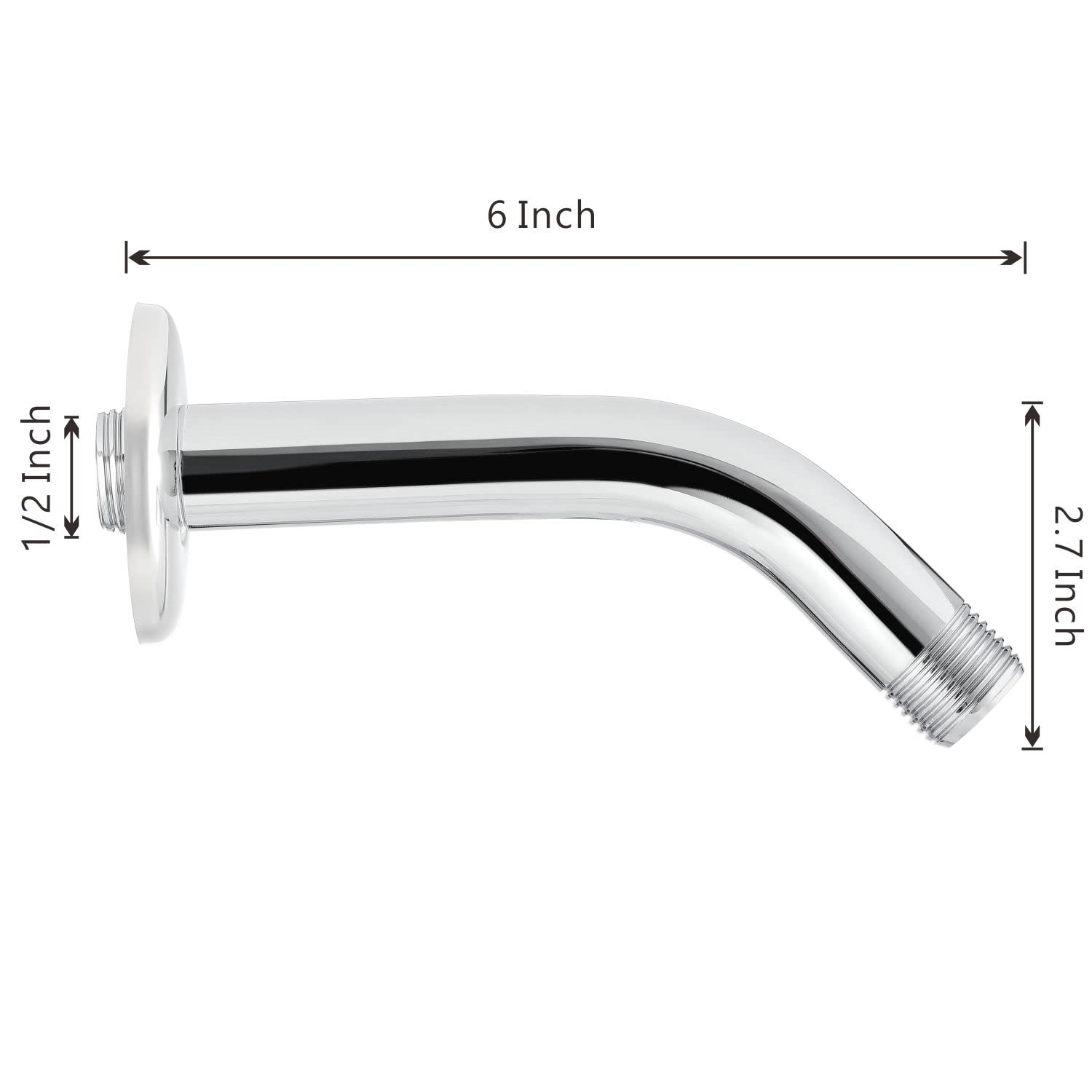Voolan 8 Inch High Pressure Rain Shower Head with 6 Inch Shower Arm and Flange, 304 Stainless Steel Water Saving Showerhead for Relaxing Spa-Like Experience - Perfect for Bathroom, Master Suite and Low Water Pressure Homes