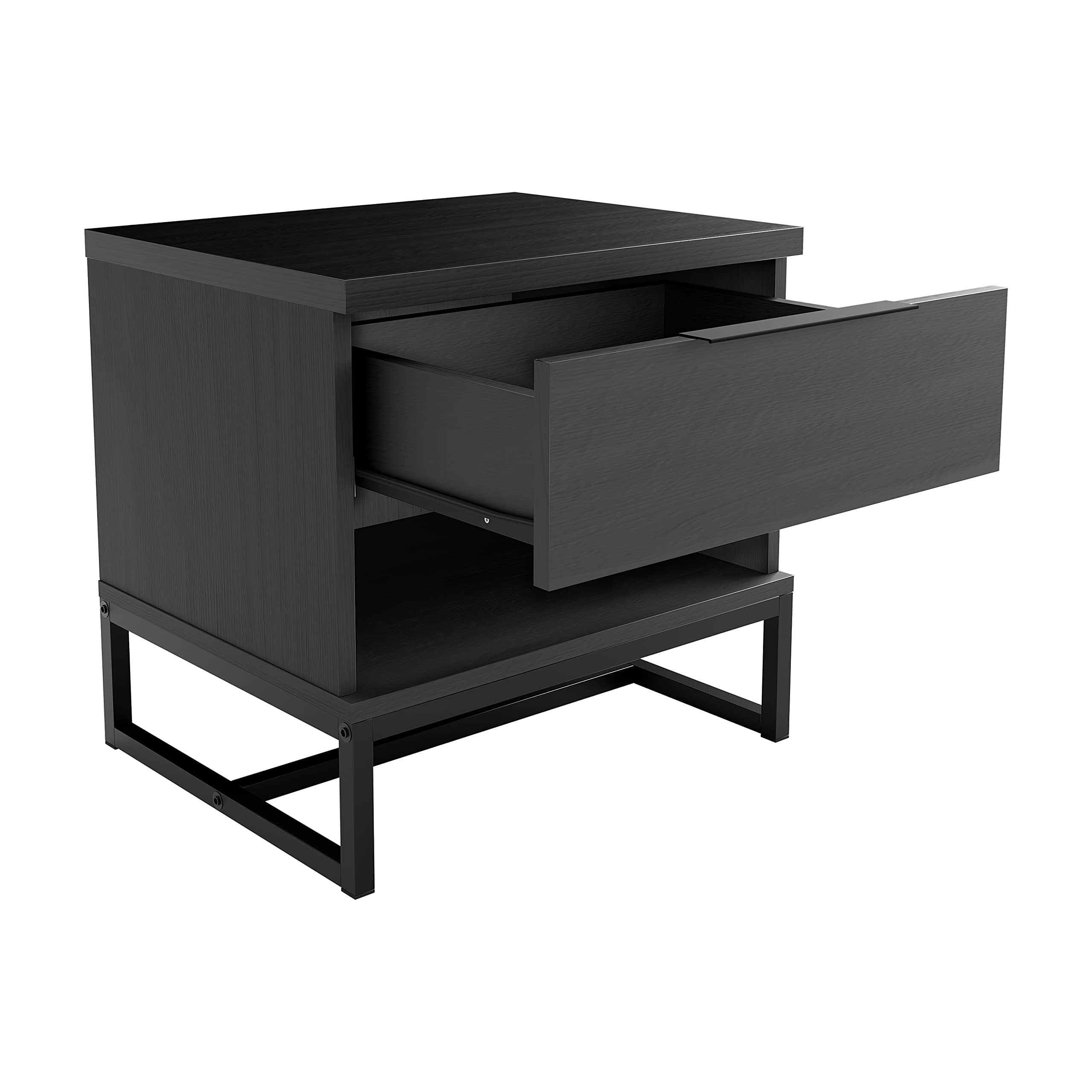 Boyd Sleep Catania Contemporary Wood Finish 5-Piece Drawer Nightstand - Modern Black Bedside Table for Bedroom, Living Room & Guest Room Storage