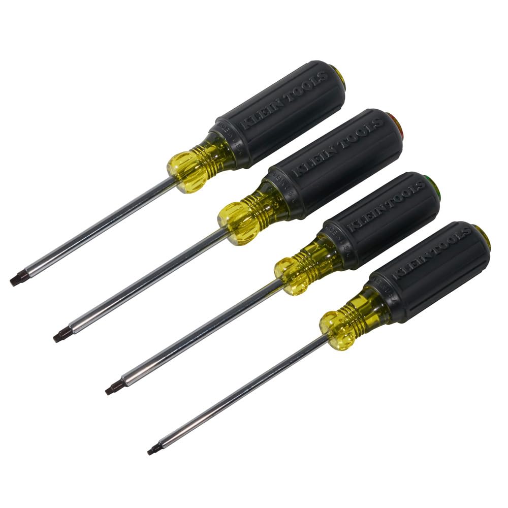 Klein Tools 85664 4-Piece Square Recess Screwdriver Set - Perfect for Electrical Work, DIY Projects & Home Repairs
