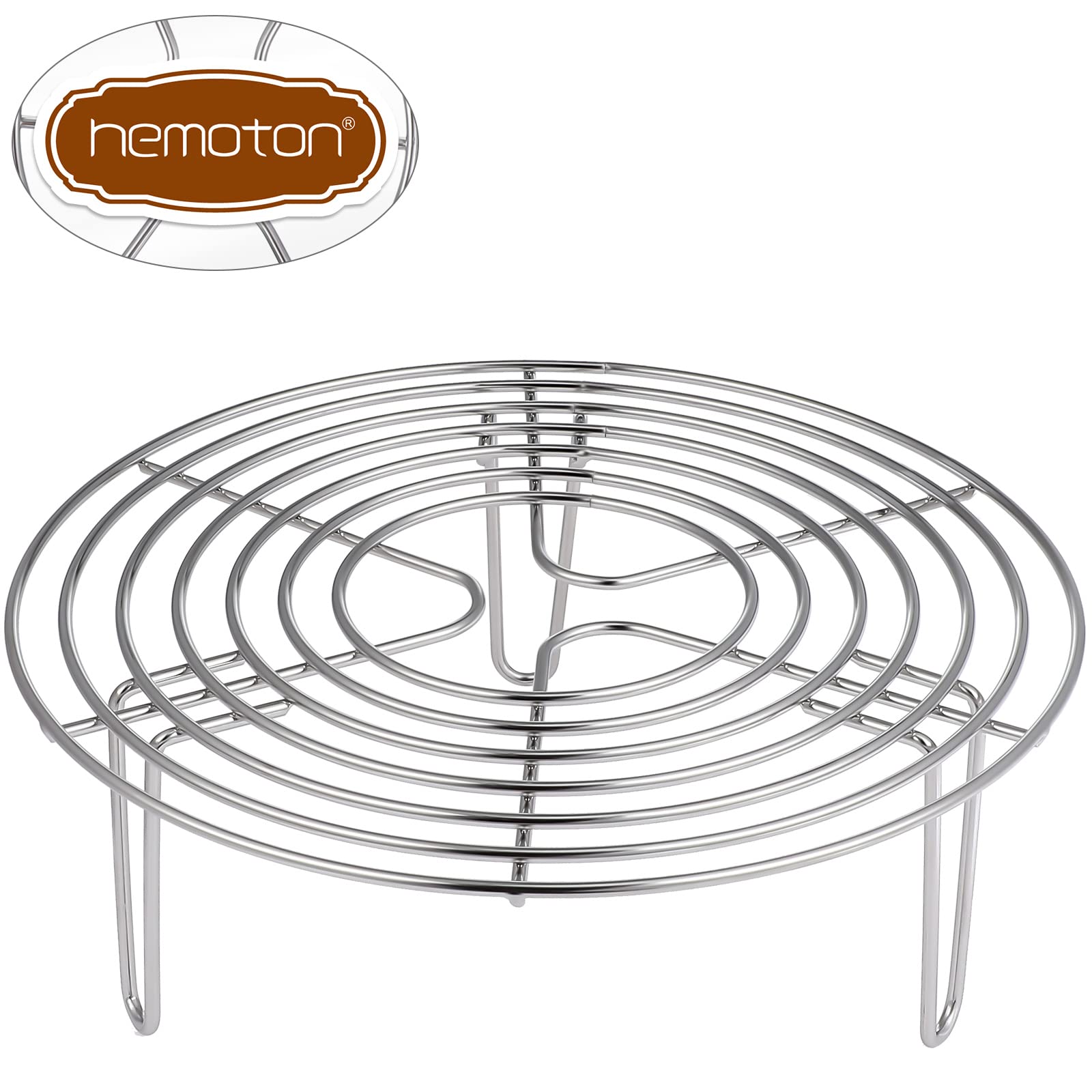 Hemoton Stainless Steel Round Cooling Rack for Baking, Cooking, Steaming - Fits Air Fryer, Stockpot & Pressure Cooker | Perfect for Cooling Cookies, Roasting Veggies & Multi-Purpose Kitchen Use