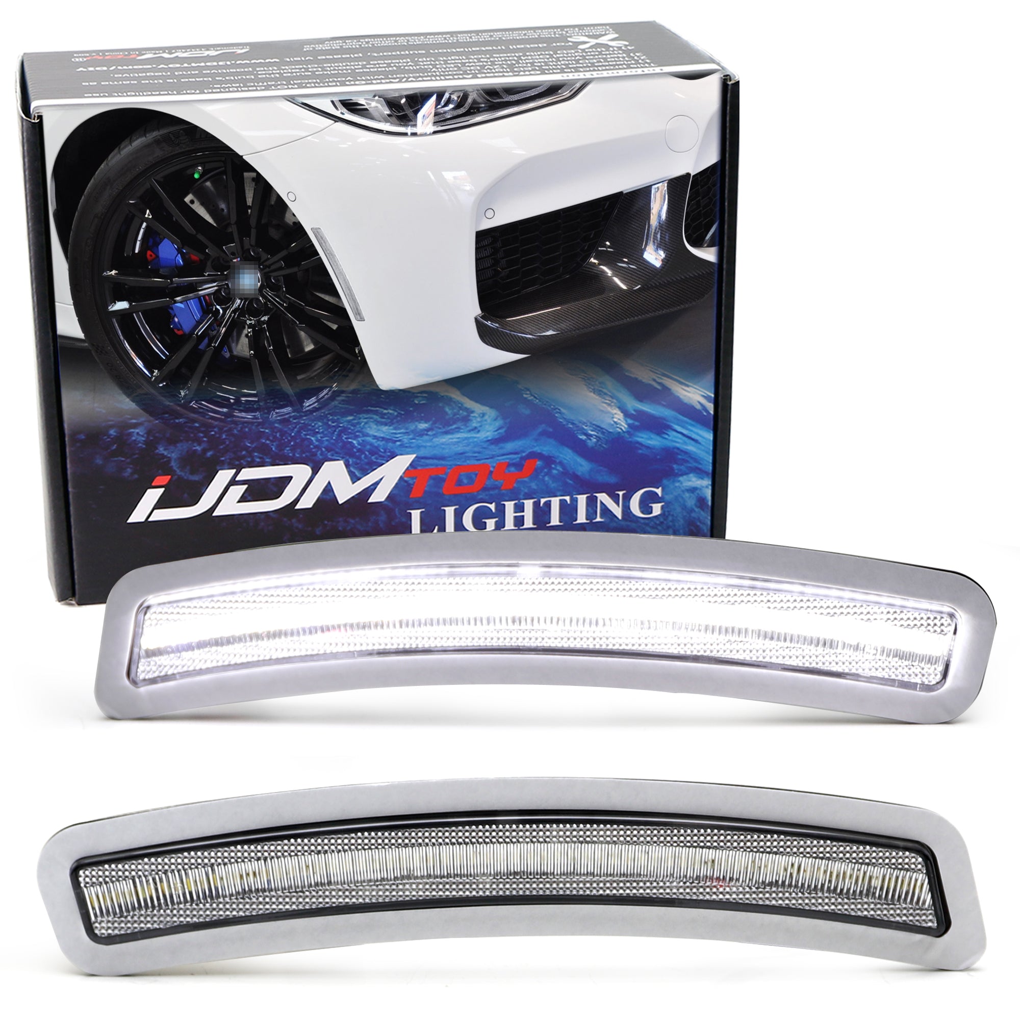 Clear Lens White LED Bumper Reflector Side Marker Lights for BMW 2019+ G20 3 Series - Perfect for Night Driving & Custom Car Styling