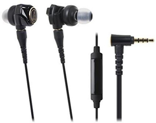Audio-Technica ATH-CKS1100iS Solid Bass In-Ear Headphones with In-Line Microphone & Remote - Black/Gold - Premium Sound for Music, Gaming & Calls