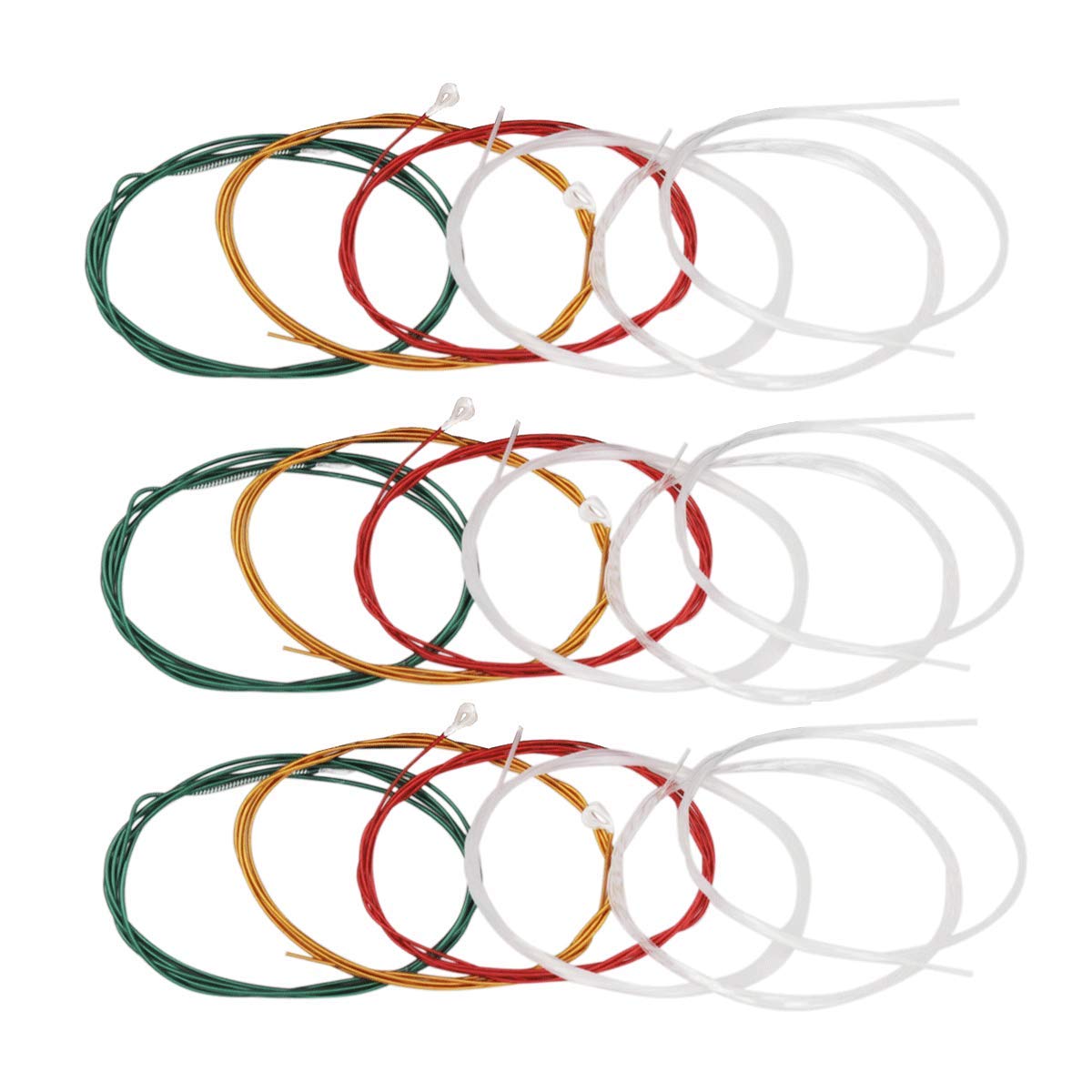 Vibrant Colorful Classical Guitar Strings Set - 3 Full Sets with Clear Nylon (E-1st, B-2nd, G-3rd) & Nylon Core Color-Coated Copper Wound (D-4th, A-5th, E-6th) - Perfect for Performances, Practice & Studio Recording
