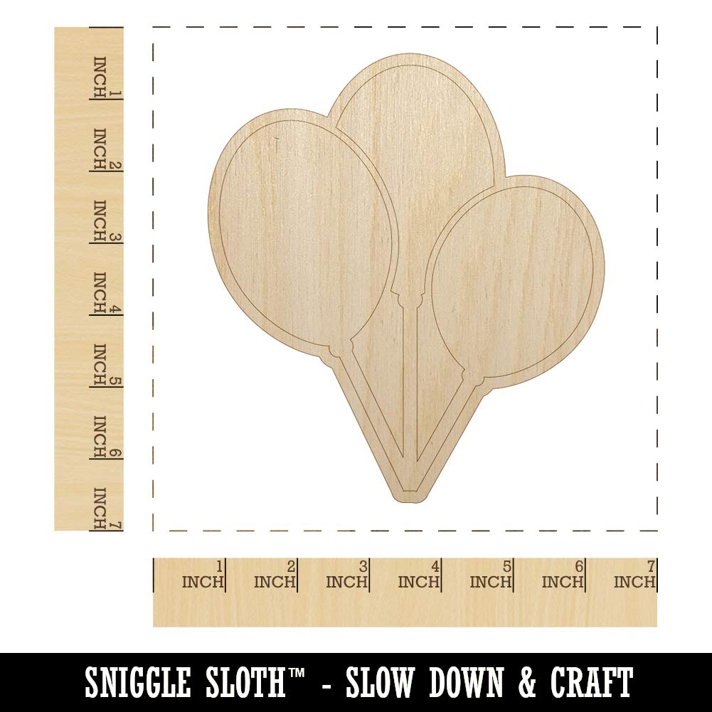 DIY Unfinished Wood Birthday Balloons Trio Cutouts - 1/8 Inch Thick, 6.25 Inch Size - Perfect for Craft Projects, Scrapbooking & Party Decorations