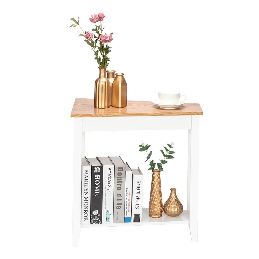 Premium Sofa Side Table - Modern End Table & Accent Table with Light Walnut Finish - Irregular Design for Living Room, Bedroom, or Office Decor