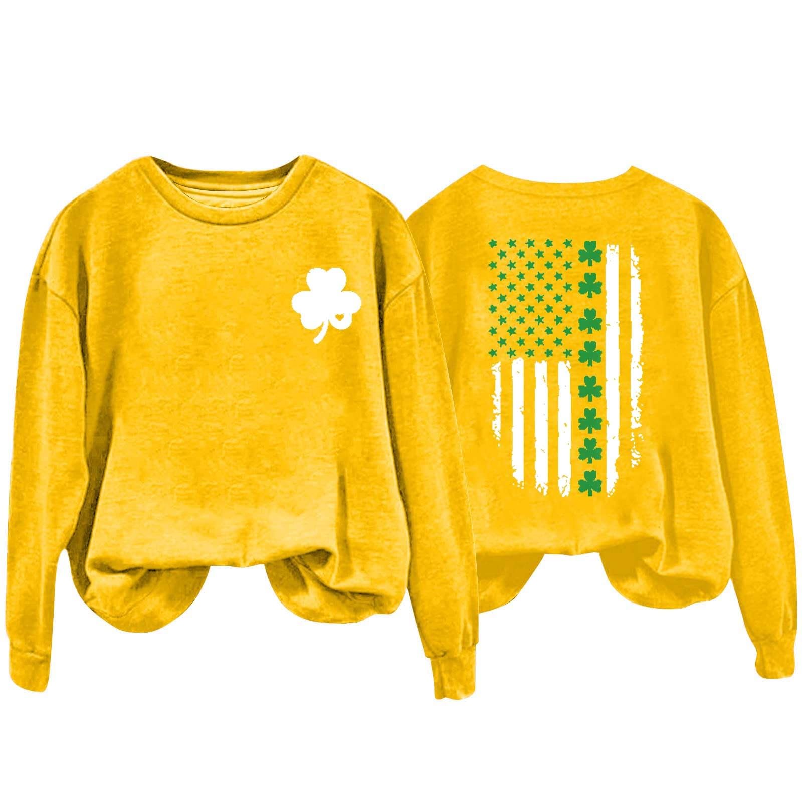 Stylish SHAOBGE St. Patrick's Day Sweatshirt with American & Irish Flag Design - Comfortable Spring Going Out Tops for 2025 | Perfect for Irish Festivals, Pub Crawls & St. Paddy's Day Celebrations