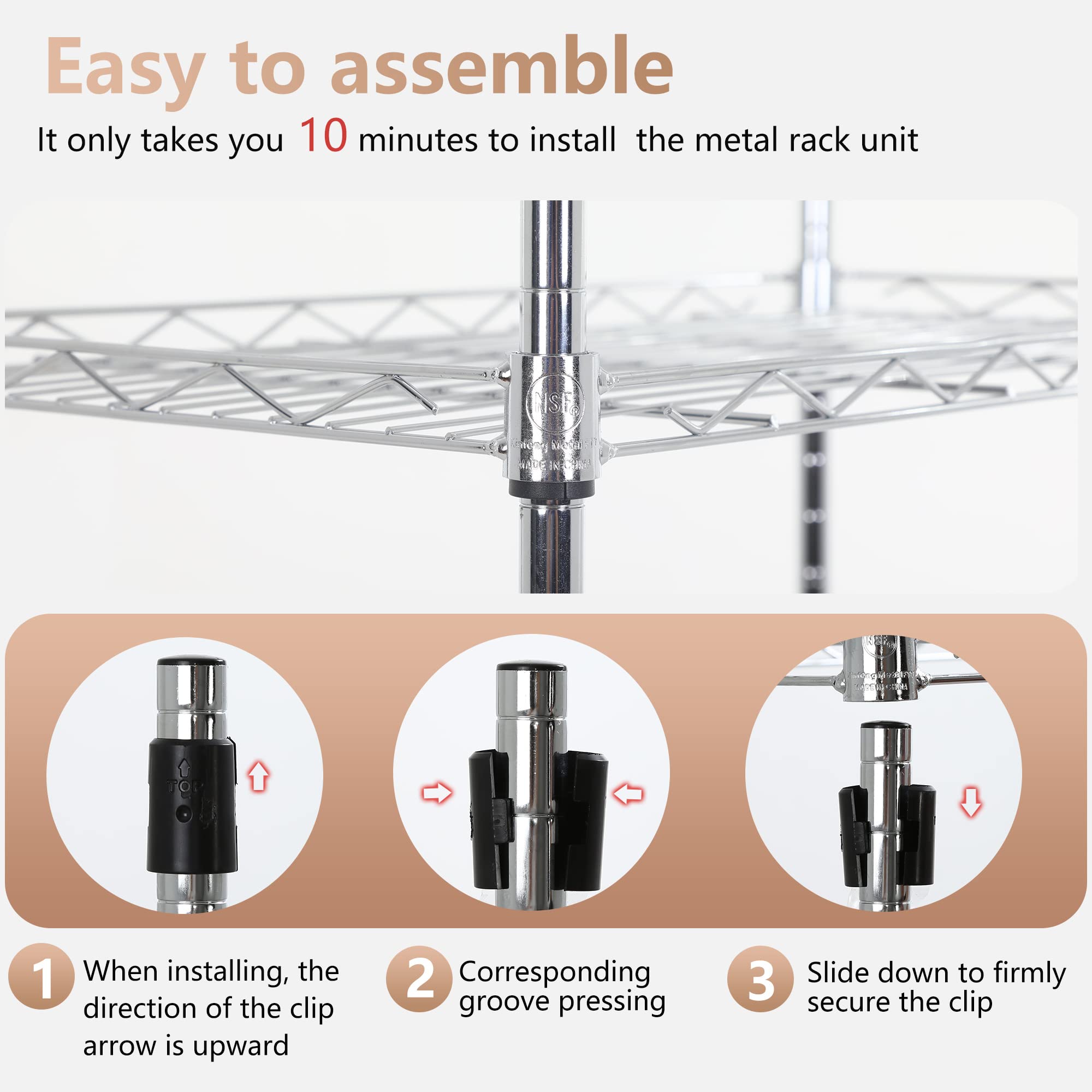 6-Tier Adjustable Chrome Metal Wire Shelving Unit 23