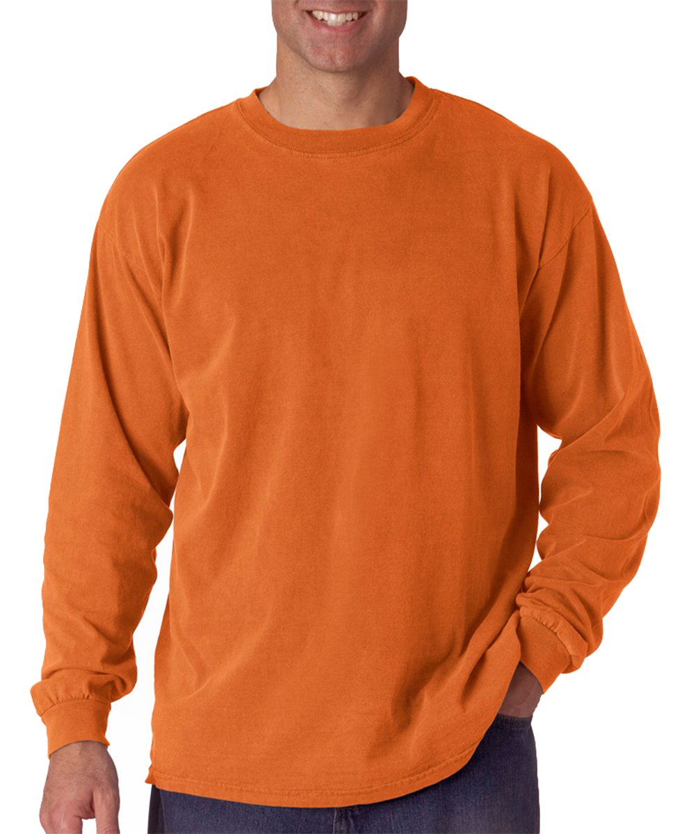 Comfort Colors by Chouinard Long Sleeve T-Shirt - Soft Cotton Crewneck Tee for Men & Women - Burnt Orange - Casual Wear, Layering & Everyday Comfort