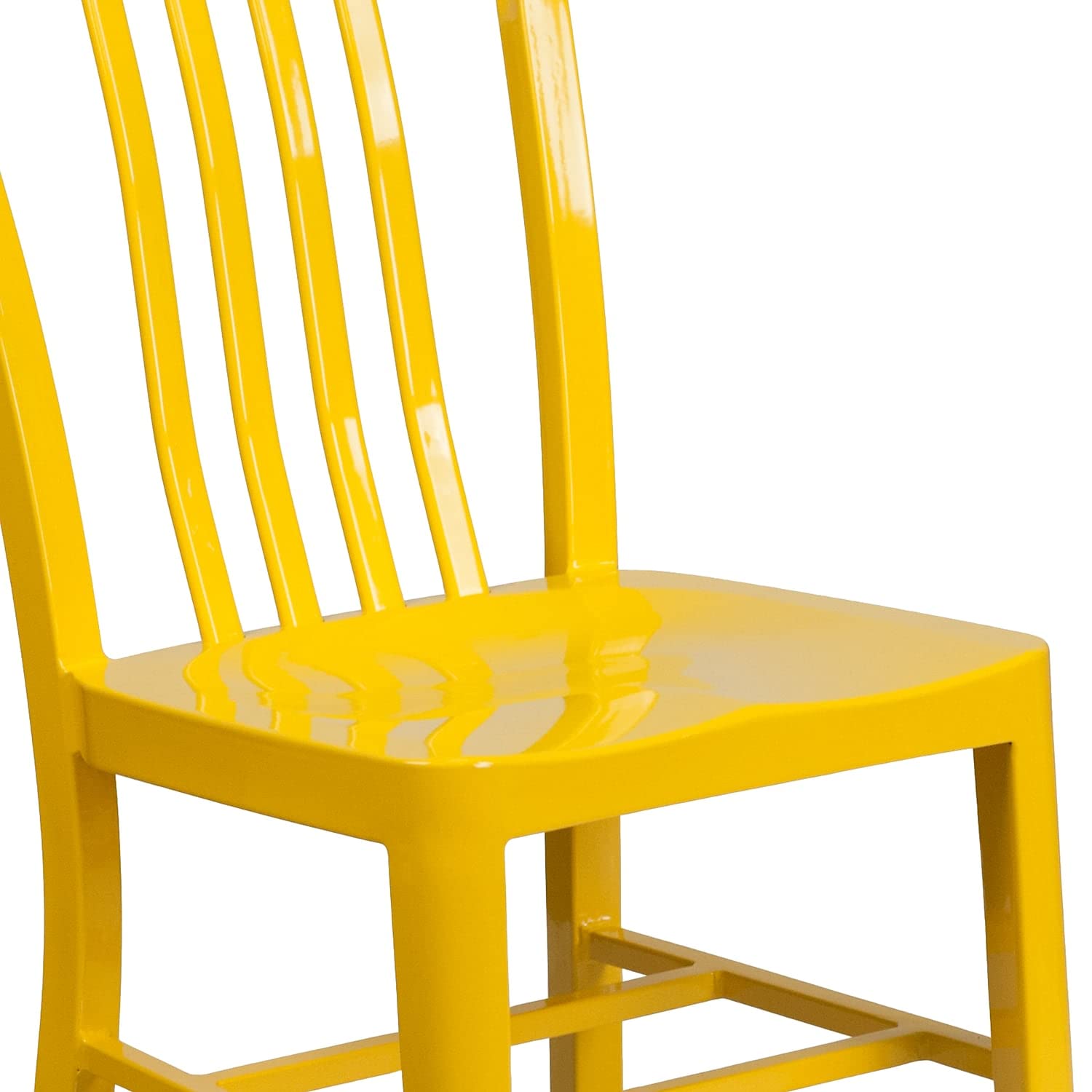 Flash Furniture Gael Commercial Grade 2-Pack Yellow Metal Stackable Chairs for Indoor & Outdoor Use - Perfect for Patio, Restaurant, Cafe, and Event Seating