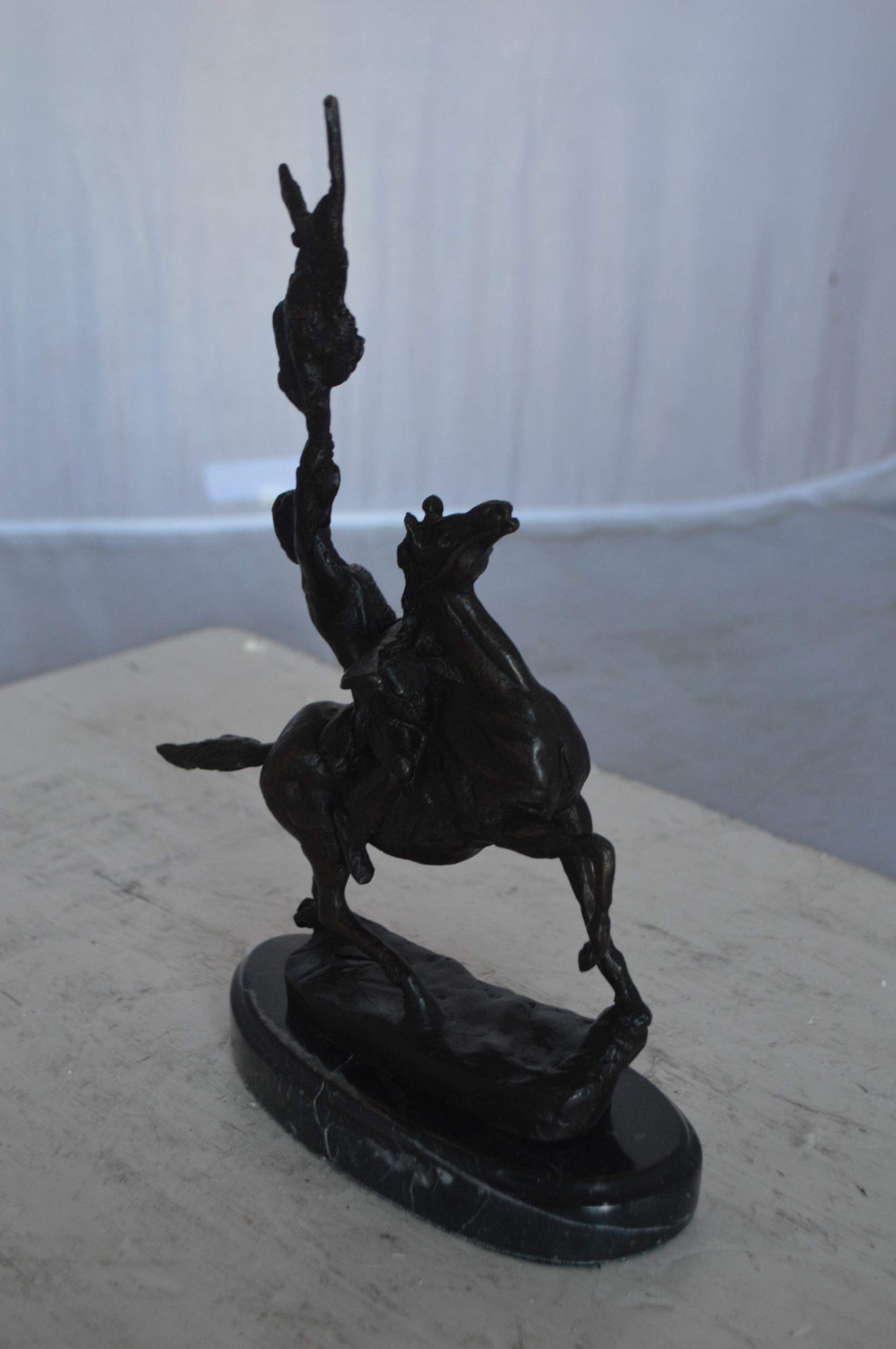 Buffalo Signal Bronze Statue by Remington - Elegant Western Sculpture with Marble Base for Home & Office Decor | 8