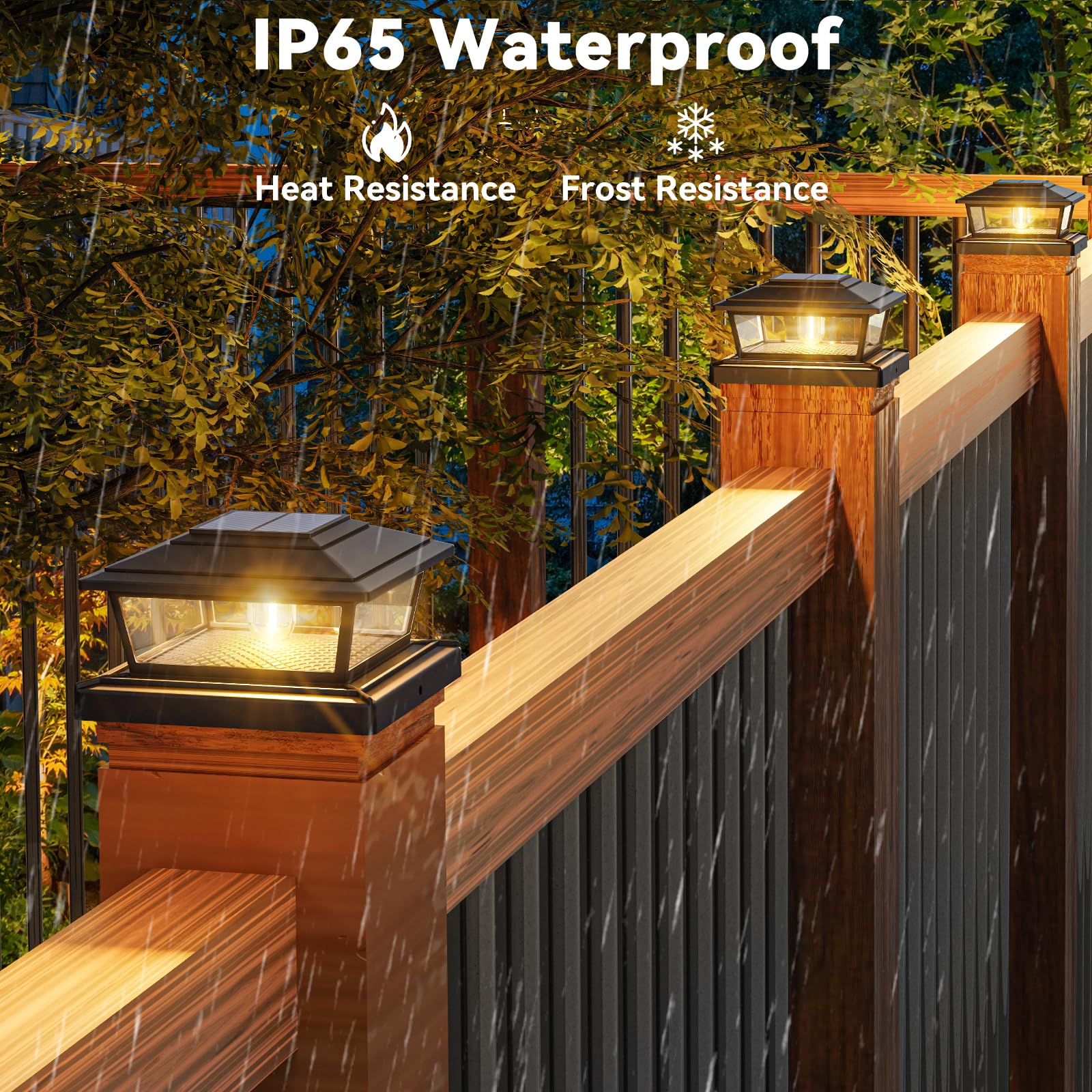 BTFarm 8 Pack Solar Post Cap Lights - 2 Modes Waterproof Outdoor Solar Lights for Fence & Deck Posts (Fits 4x4 & 6x6 Vinyl/Wooden Posts) - Perfect for Patio, Garden, Pathway & Backyard Lighting