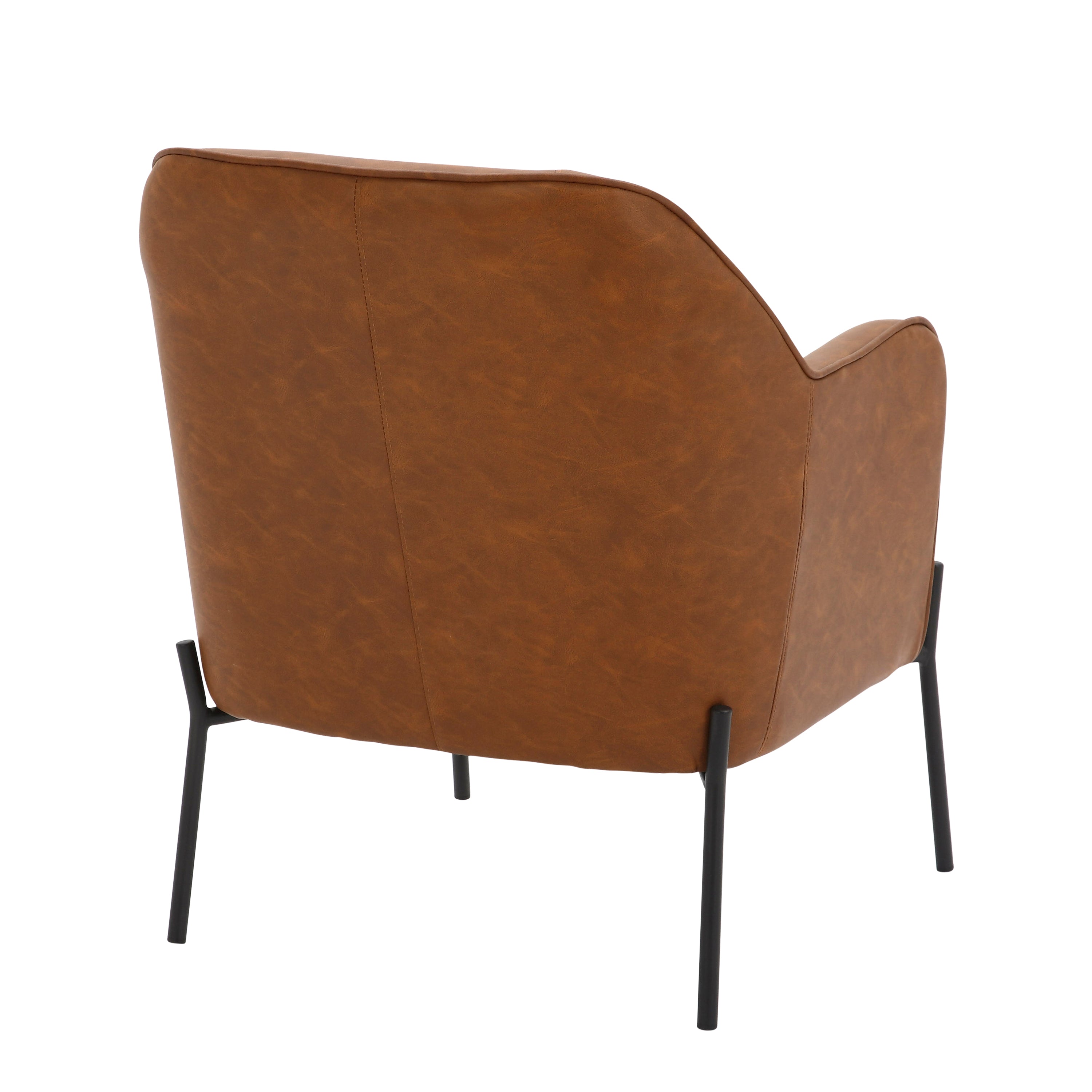 LumiSource Daniella Contemporary Accent Chair - Black Metal Frame with Camel Faux Leather Upholstery - Perfect for Living Room, Office or Bedroom Decor